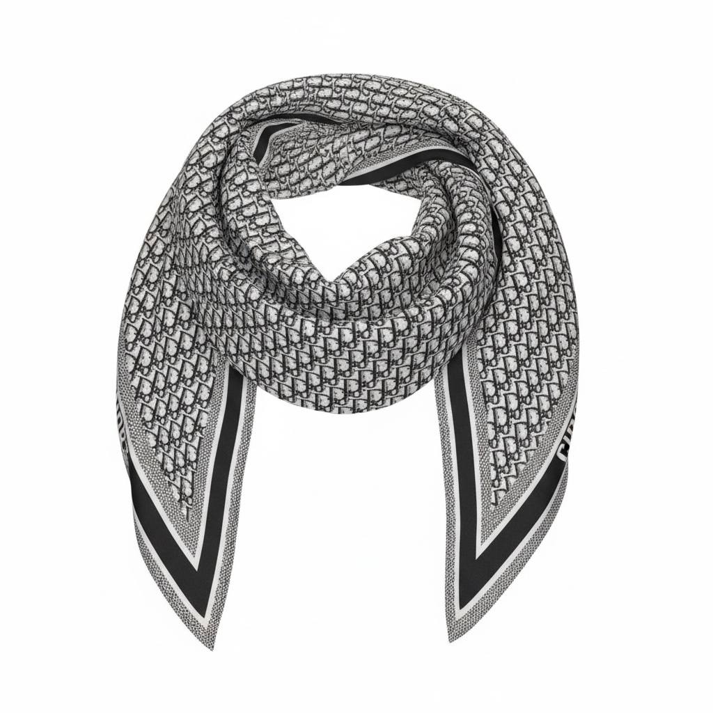 đ§Ł Dior Oblique Black & White Monogram Scarf â Modern Elegance & Iconic Style â¨