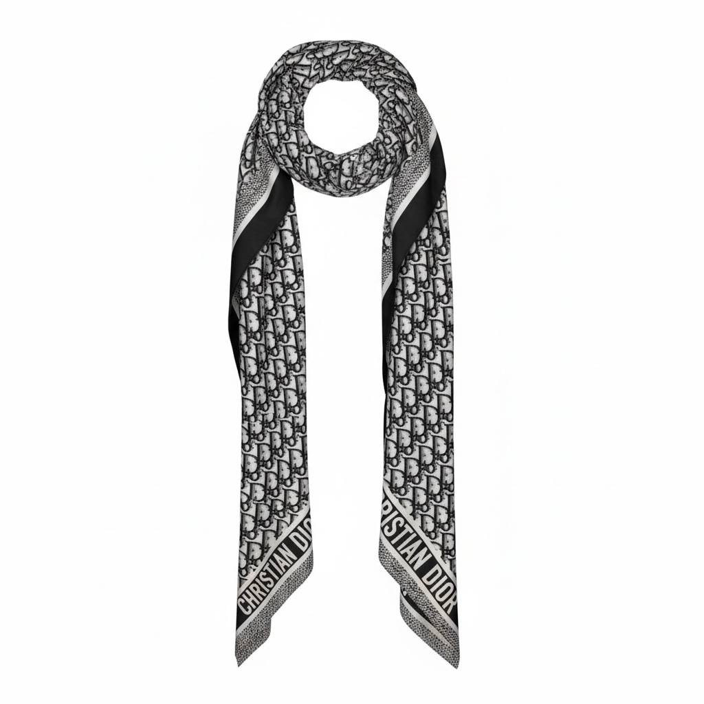 đ§Ł Dior Oblique Black & White Monogram Scarf â Modern Elegance & Iconic Style â¨
