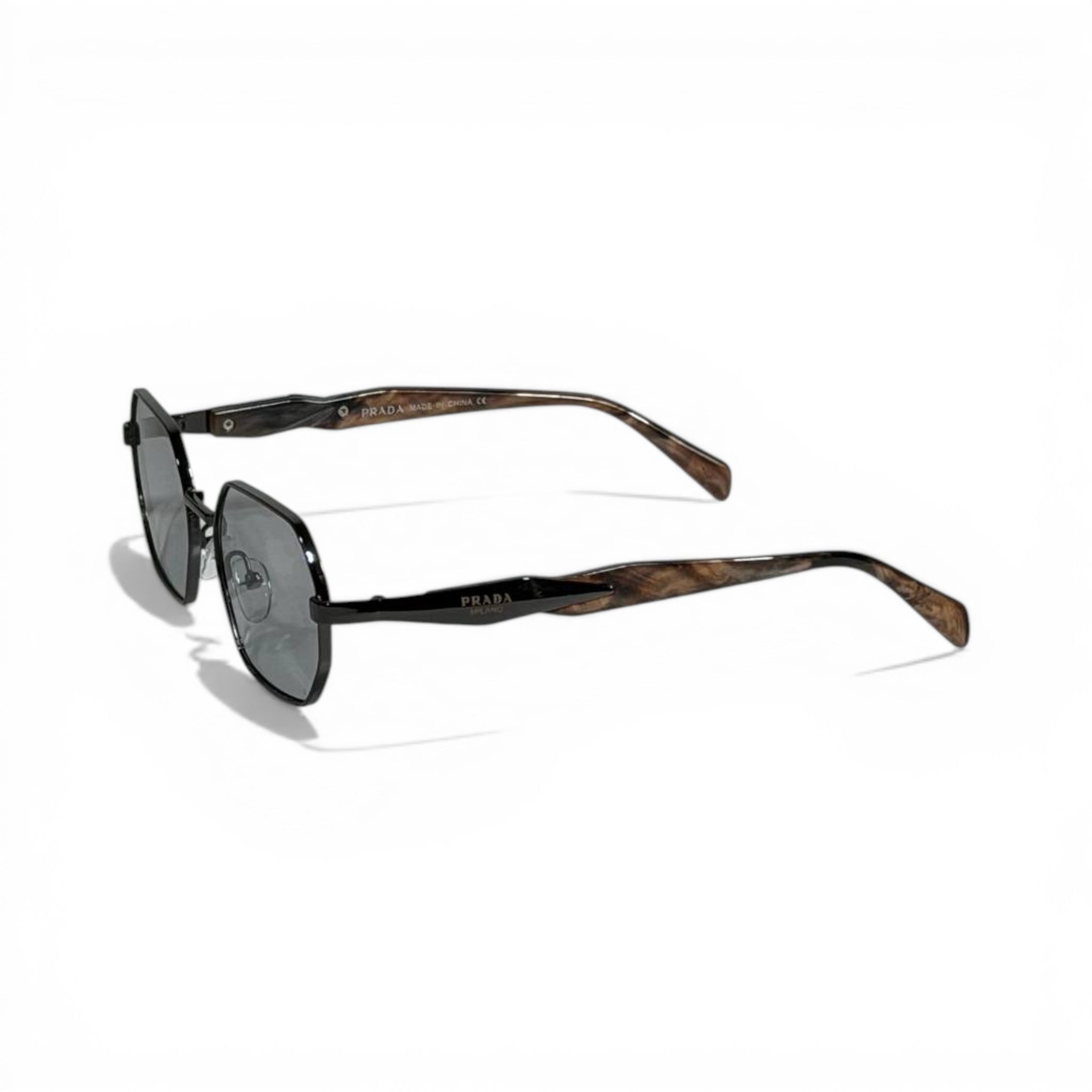 Prada Black Geometric Wood-Touch Sunglasses 🕶️✨🖤