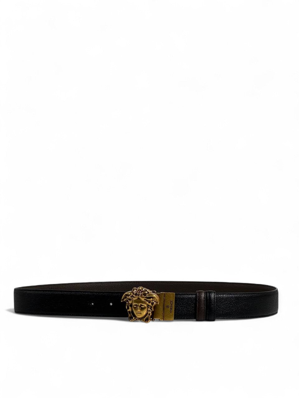 🖤 Versace Style Double-Face Belt – 120 cm | Gold Medusa Buckle 👑 | Reversible Premium Finish ✨