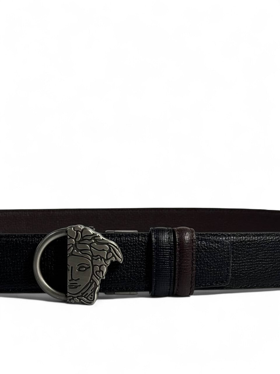 🖤 Versace Style Double-Face Belt – 115 cm | Silver Medusa Side Buckle ⚡👑 | Reversible Premium Finish ✨