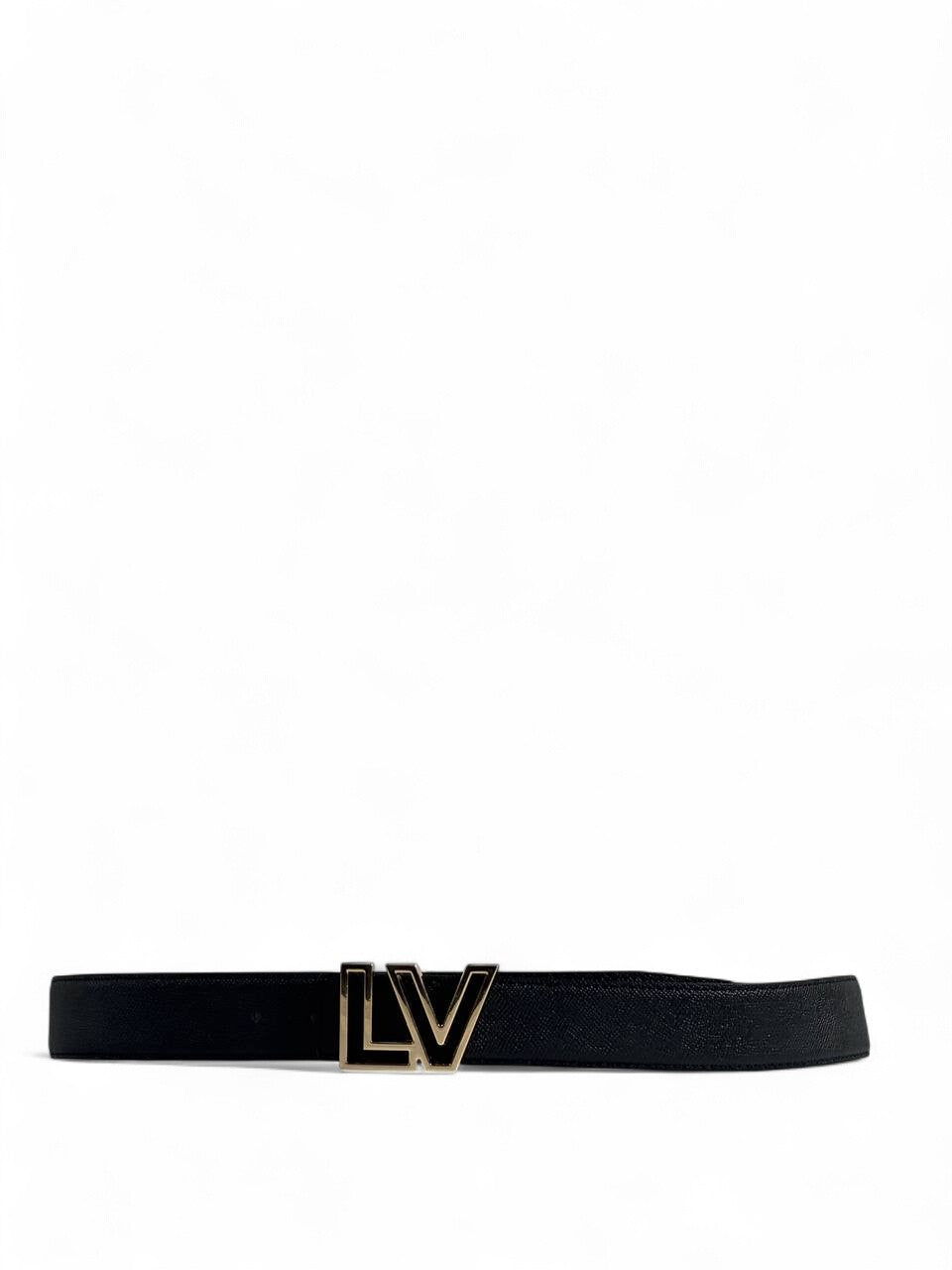 🖤 LV Style Black Belt – 120 cm | Gold “LV” Logo Buckle 💛✨ | Premium Sleek Finish 👌