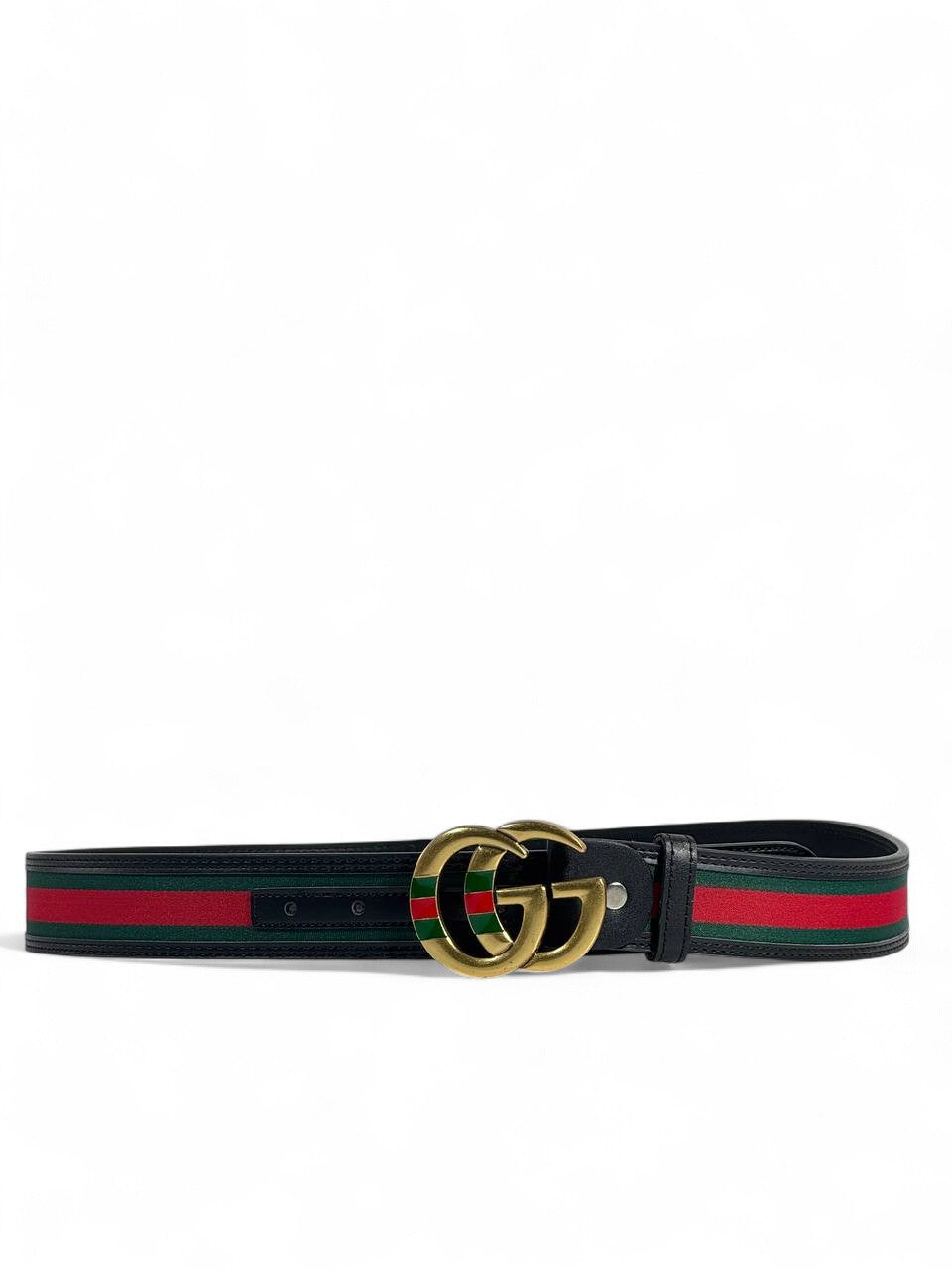 🖤 Gucci Style Belt – Green & Red Stripe | Gold “GG” Logo Buckle 💚❤️✨-110cm | Premium Fashion Statement 👌