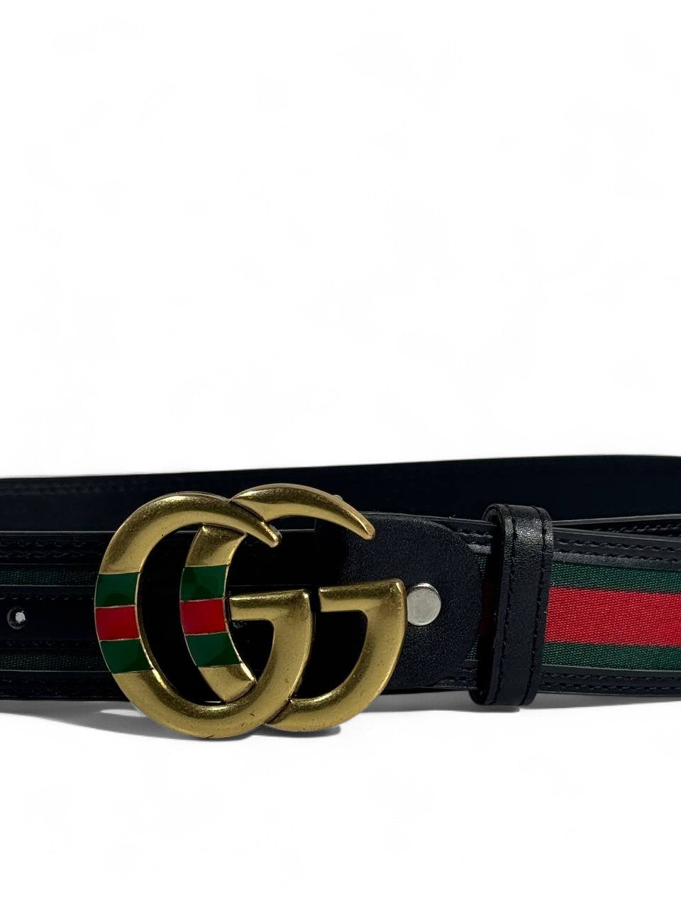 🖤 Gucci Style Belt – Green & Red Stripe | Gold “GG” Logo Buckle 💚❤️✨-110cm | Premium Fashion Statement 👌