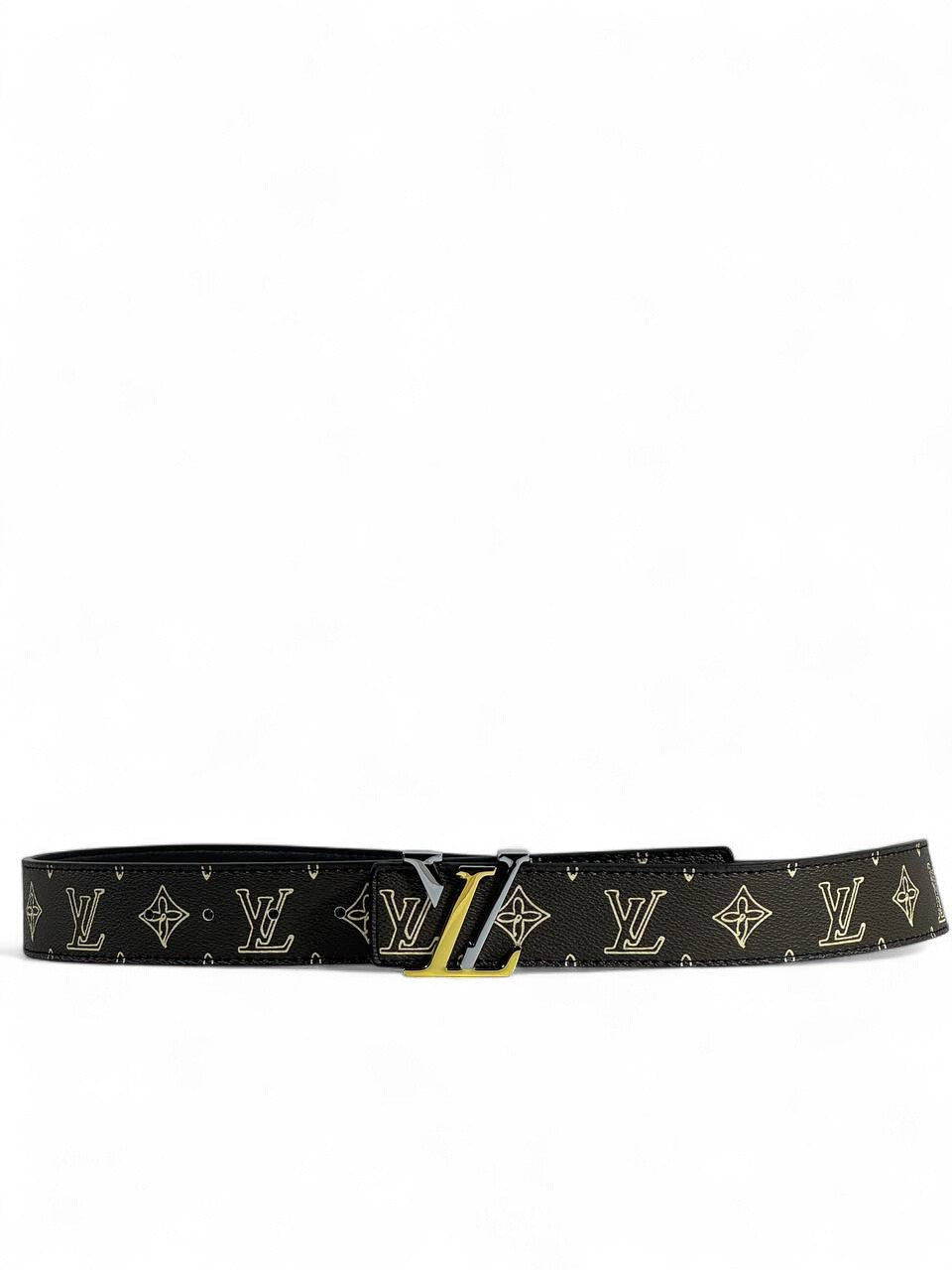 🖤 LV Style Monogram Belt – 115 cm | Gold “LV” Logo Buckle 💛✨ | Luxury Statement Accessory 👌