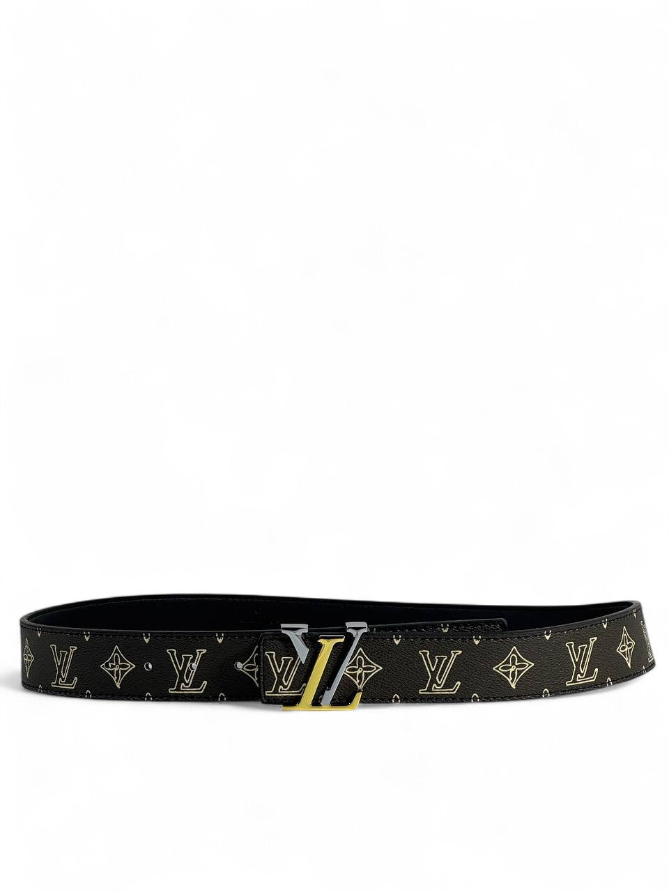 🖤 LV Style Monogram Belt – 115 cm | Gold “LV” Logo Buckle 💛✨ | Luxury Statement Accessory 👌