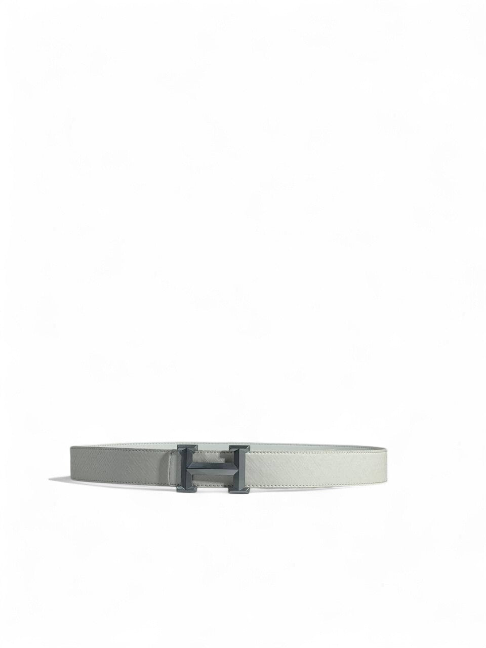 🤍 Hermès Style white Belt – 120 cm | Gunmetal “H” Buckle 🖤✨ | Modern Minimal Elegance 👌