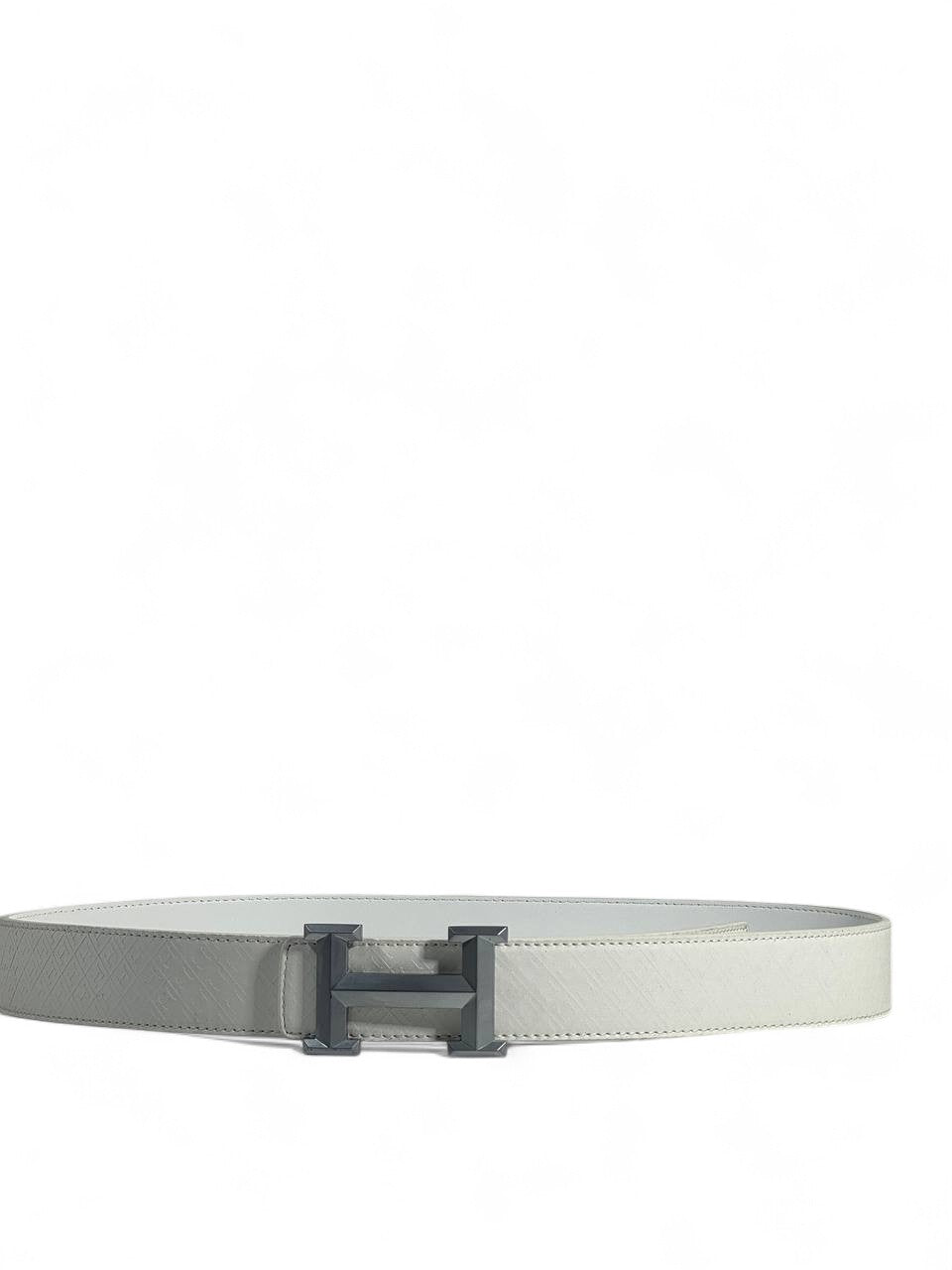 🤍 Hermès Style white Belt – 120 cm | Gunmetal “H” Buckle 🖤✨ | Modern Minimal Elegance 👌