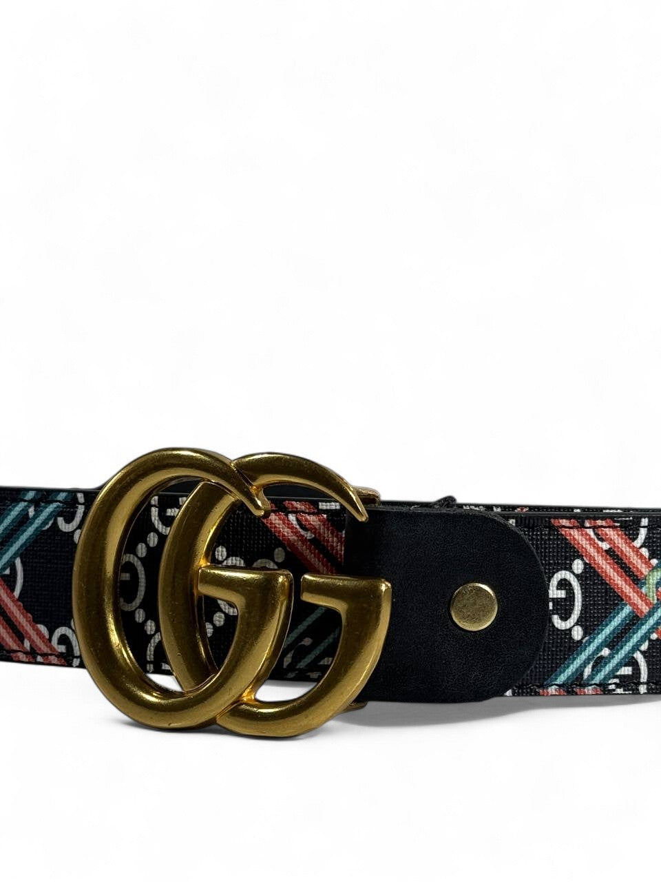 🖤 Gucci Multicolor GG Belt – 110 cm | Antique Gold Double G Buckle | Fashion Statement