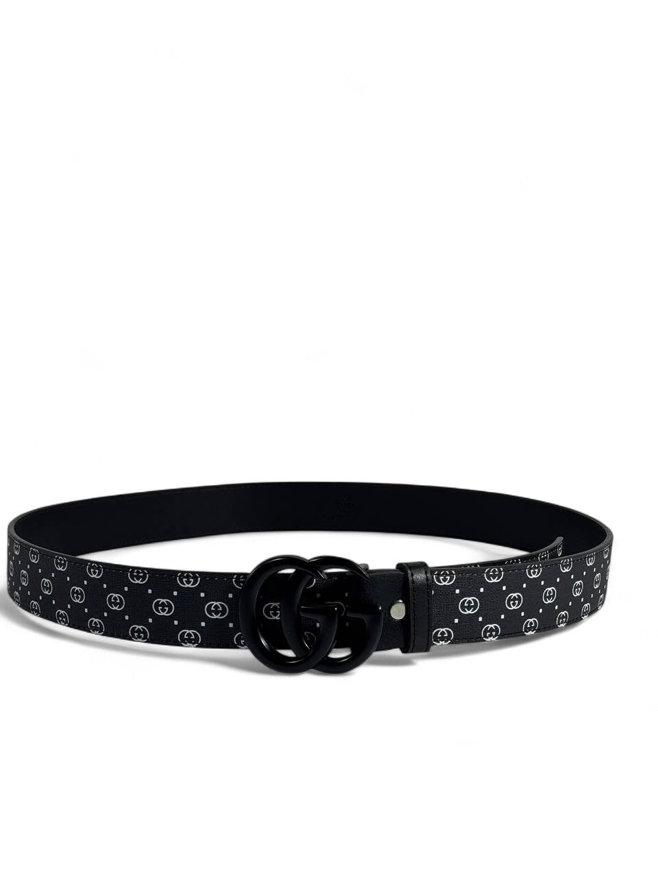 Gucci Black Monogram Belt 125 cm 🖤 | Matte Black Double G Buckle 🕶️✨