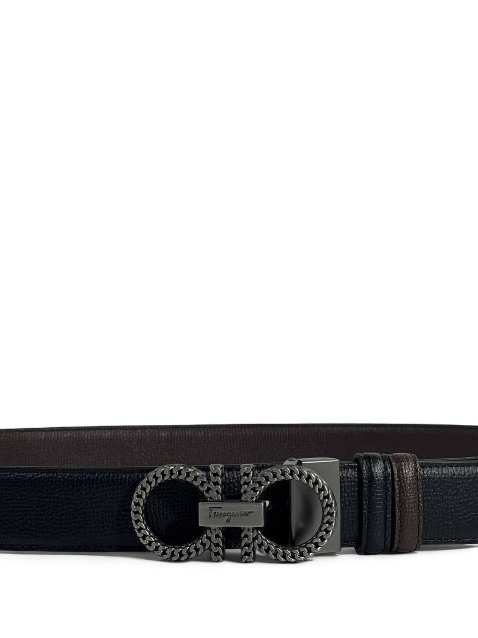 Ferragamo Black Leather Belt 🖤 | Iconic Double Gancini Buckle | 120 cm