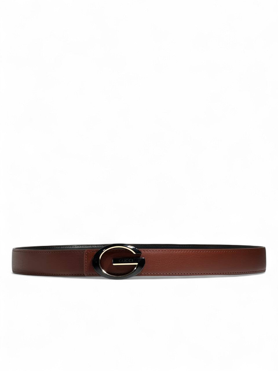 Gucci Brown Leather Belt 🟤 | Oval Buckle Signature | 125 cm
