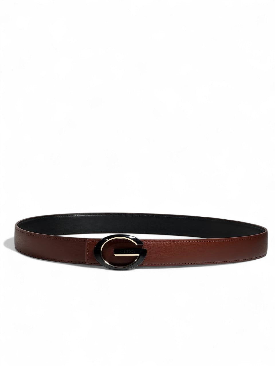Gucci Brown Leather Belt 🟤 | Oval Buckle Signature | 125 cm