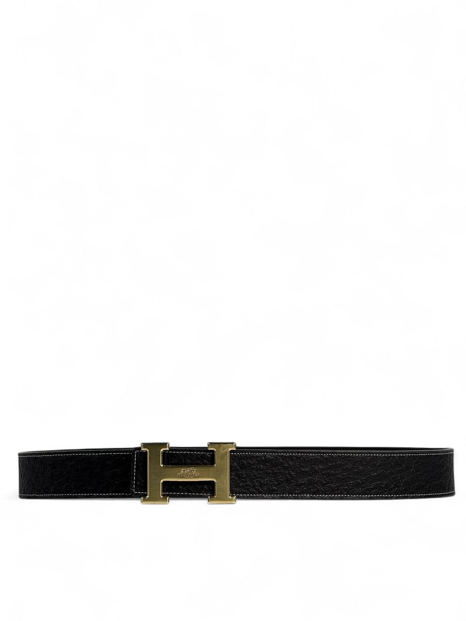 Hermès Black Leather Belt 🖤 | Gold “H” Signature Buckle | 120 cm