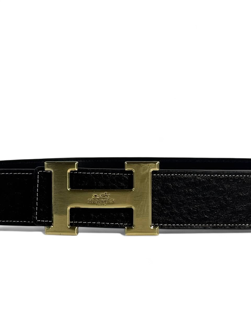 Hermès Black Leather Belt 🖤 | Gold “H” Signature Buckle | 120 cm