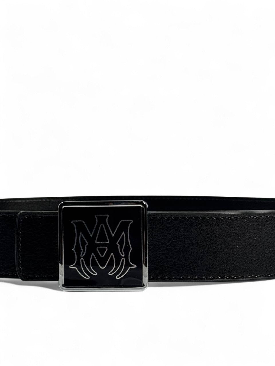 🖤 AMIRI Black Leather Belt | Signature Logo Buckle | 110 cm