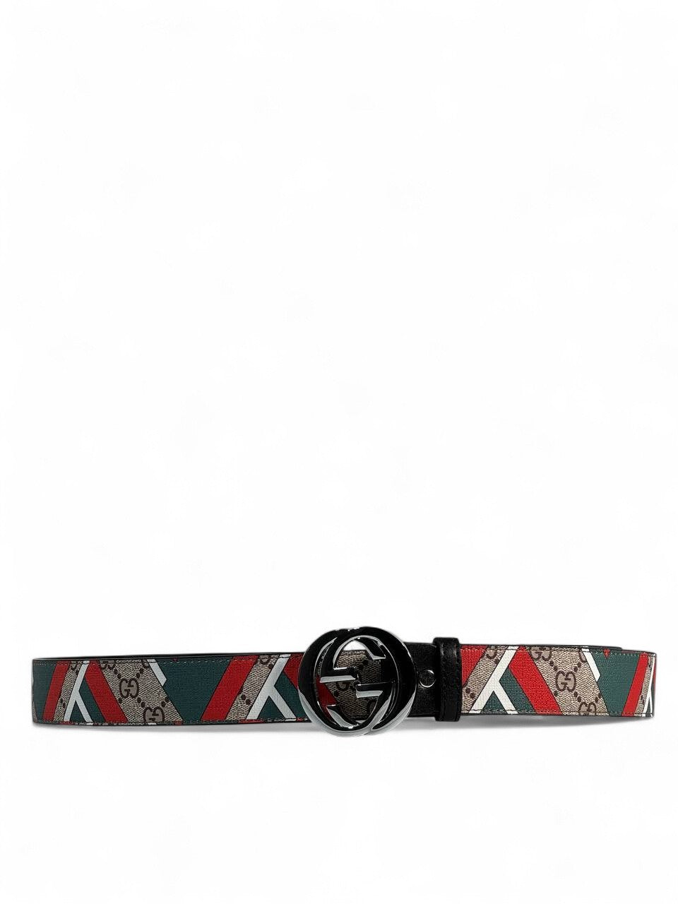 ✨ Gucci Multicolor Pattern Belt 🟥🟩⚪ | Black GG Buckle | 120 cm