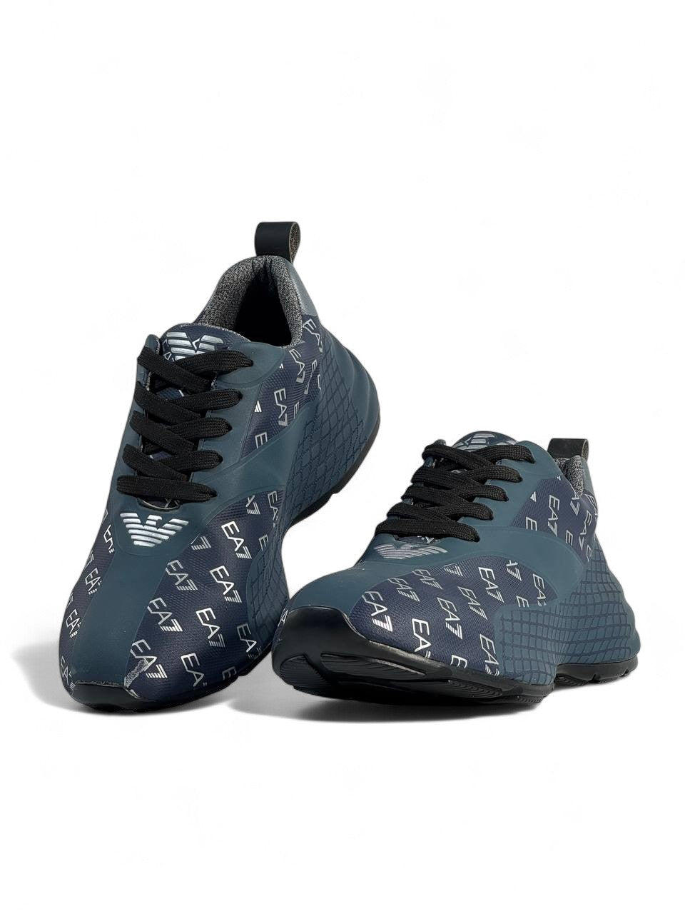 💙 Emporio Armani EA7 Navy Pattern Sneakers | Sporty Luxury Trainers 👟✨