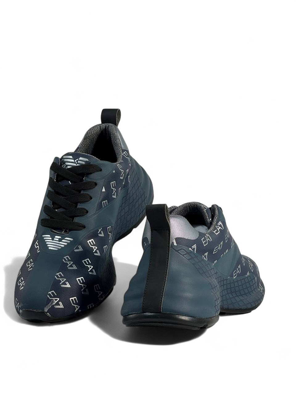 💙 Emporio Armani EA7 Navy Pattern Sneakers | Sporty Luxury Trainers 👟✨