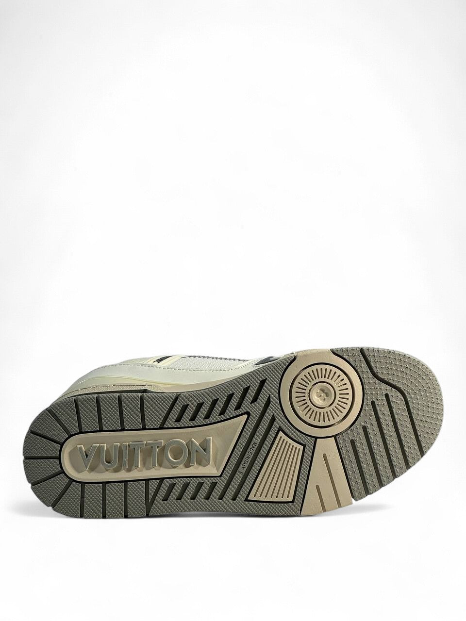 LV Cream & Grey Low-Top Sneakers 👟✨ — Modern Elegance & Street Luxury