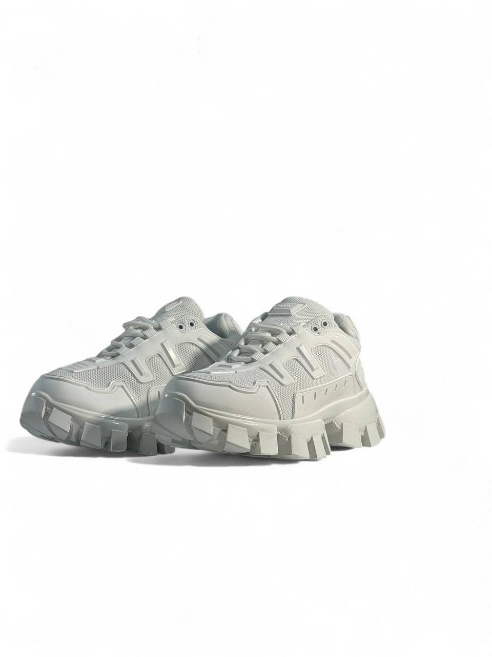 Prada Cloudbust Thunder Sneakers – Triple White ⚡🤍 | Bold Luxury Streetwear