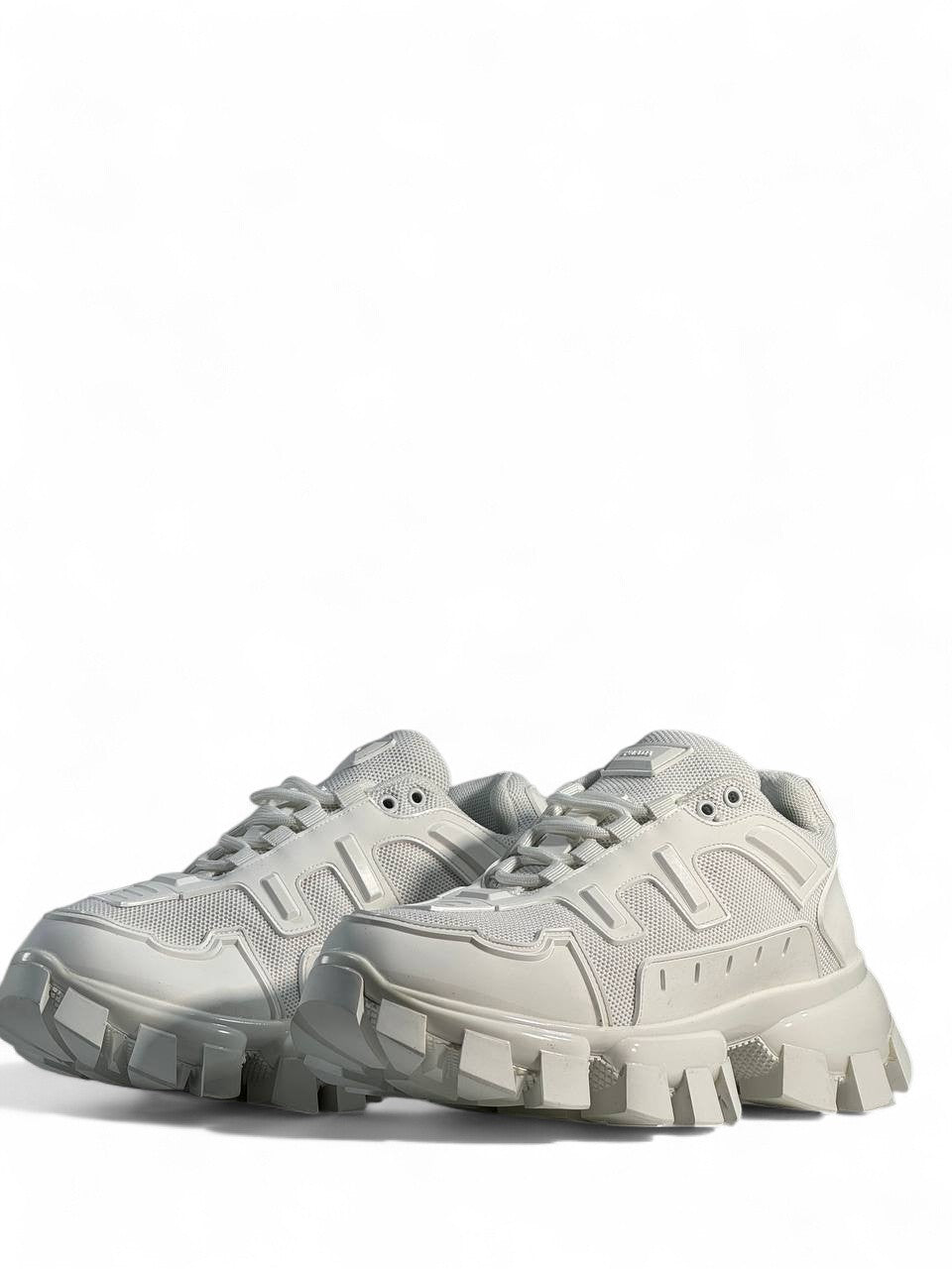 Prada Cloudbust Thunder Sneakers – Triple White ⚡🤍 | Bold Luxury Streetwear