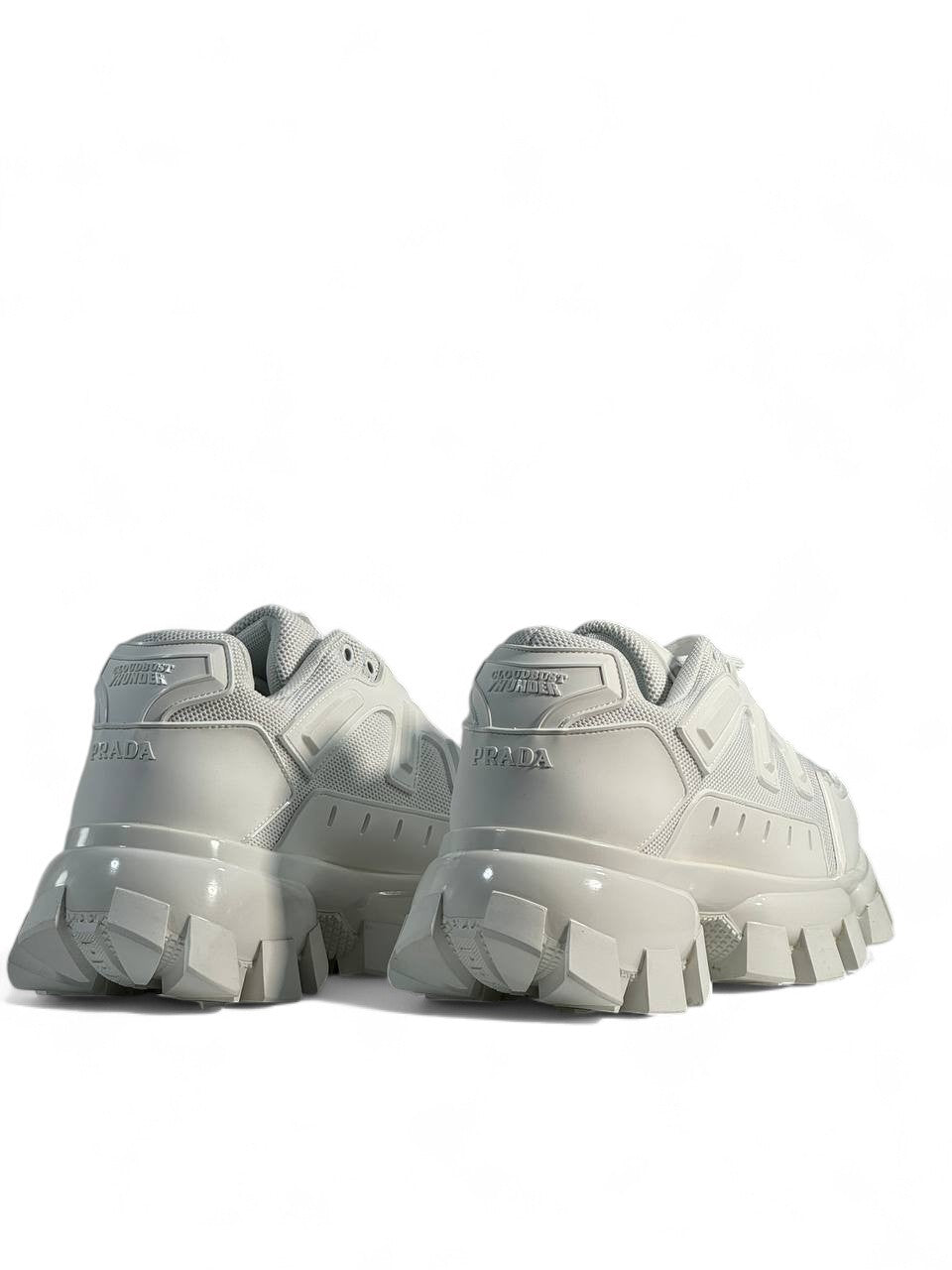 Prada Cloudbust Thunder Sneakers – Triple White ⚡🤍 | Bold Luxury Streetwear