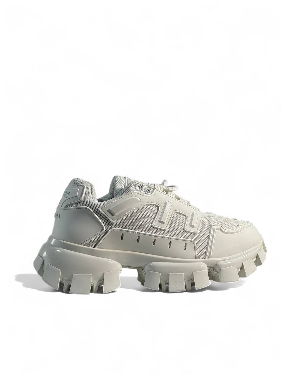 Prada Cloudbust Thunder Sneakers – Triple White ⚡🤍 | Bold Luxury Streetwear