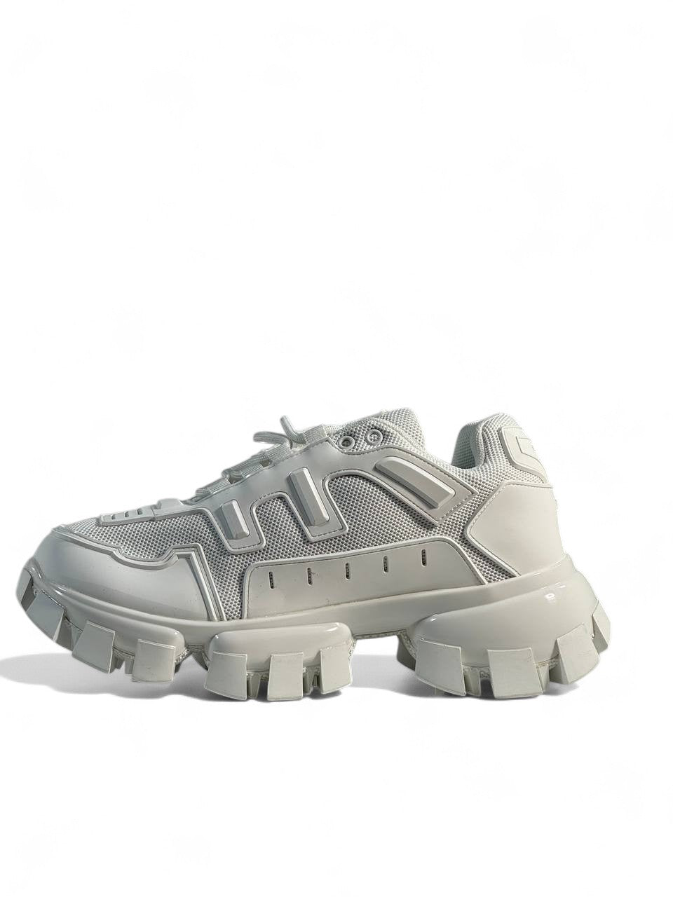 Prada Cloudbust Thunder Sneakers – Triple White ⚡🤍 | Bold Luxury Streetwear
