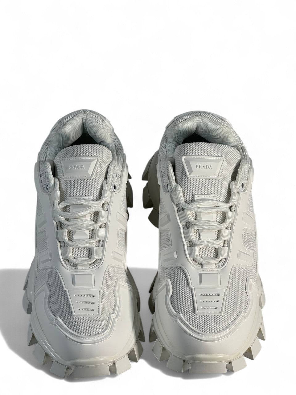 Prada Cloudbust Thunder Sneakers – Triple White ⚡🤍 | Bold Luxury Streetwear