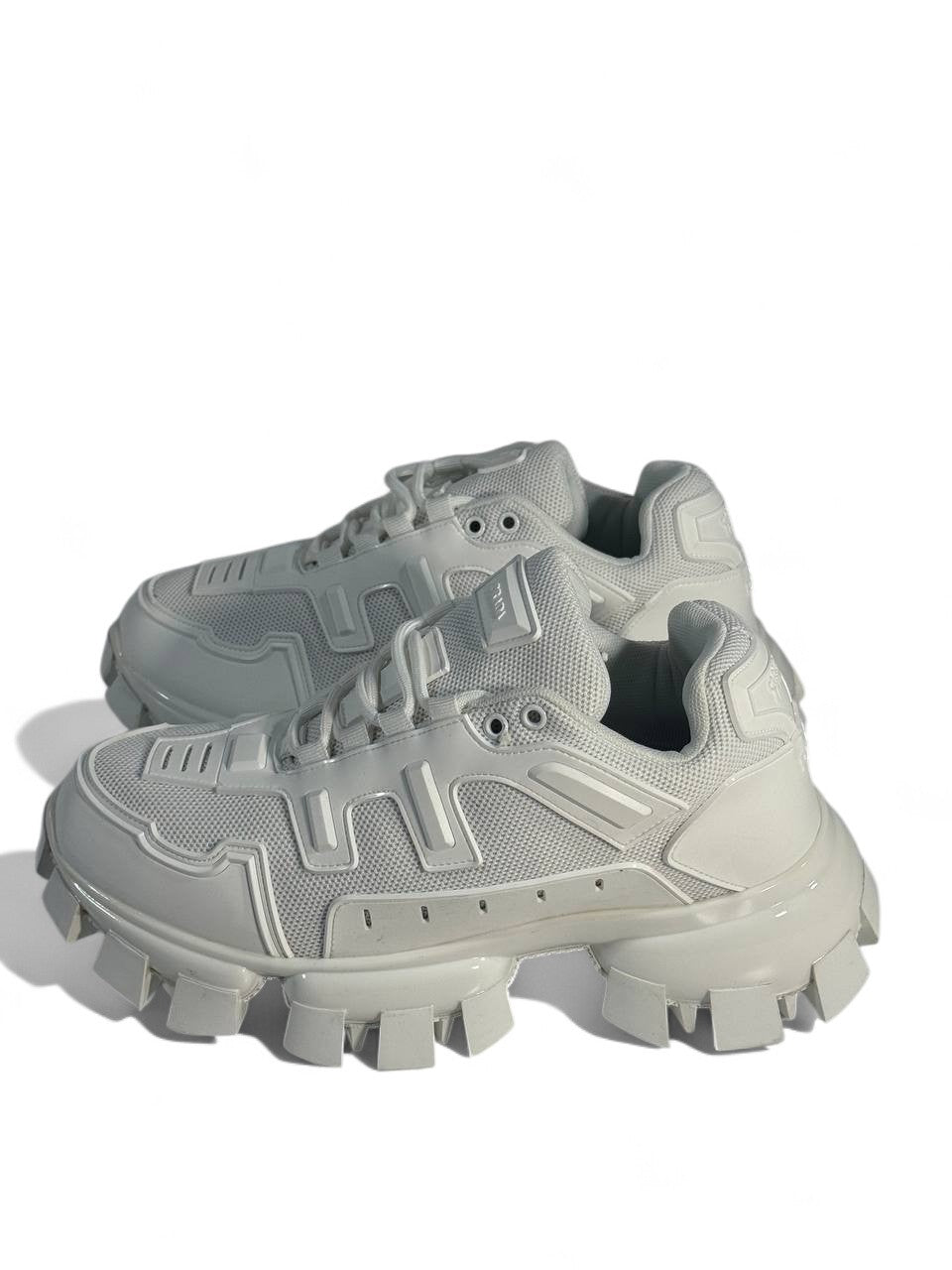 Prada Cloudbust Thunder Sneakers – Triple White ⚡🤍 | Bold Luxury Streetwear
