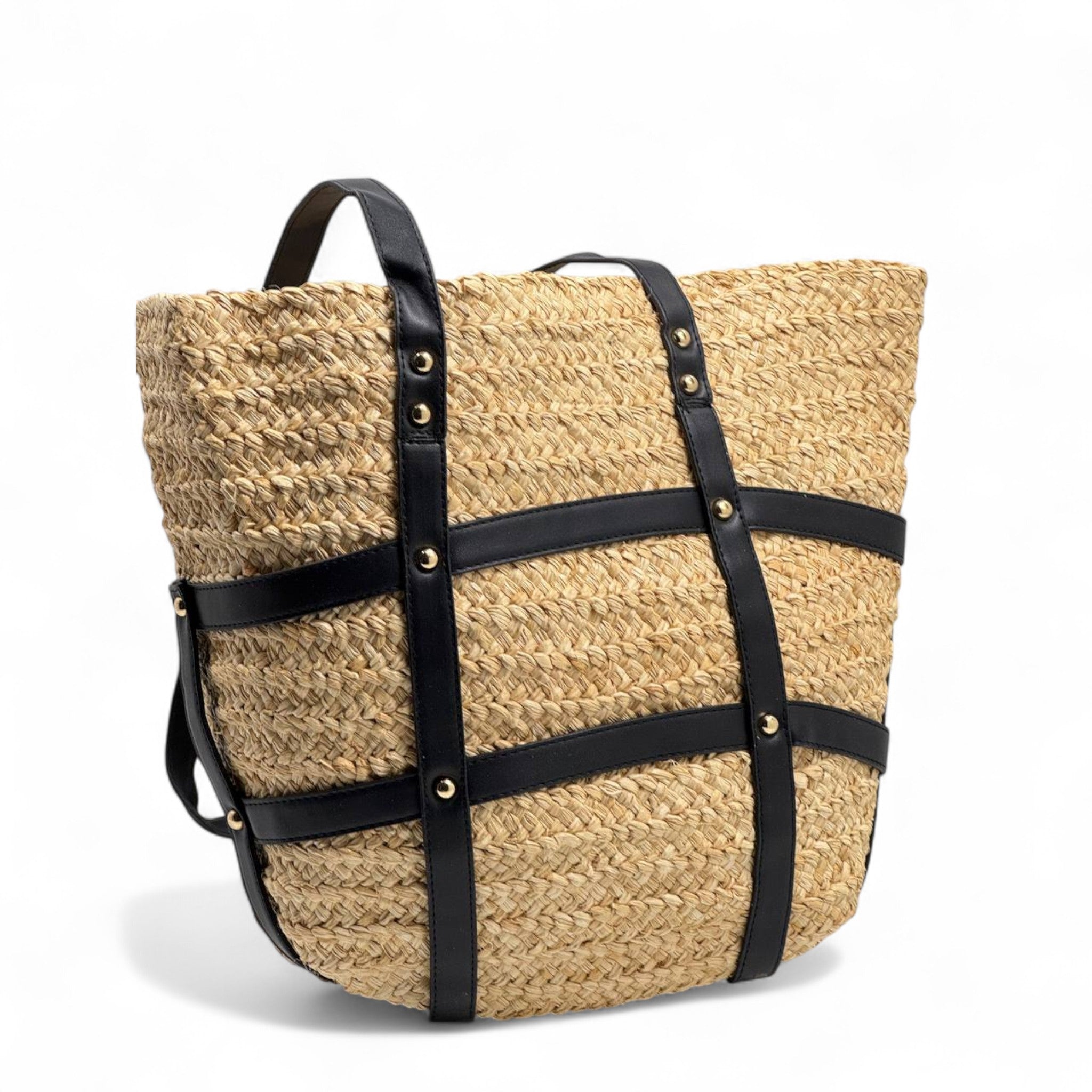 Saint Laurent Panier Raffia Tote with Black Leather Straps 🌾🖤 | YSL Summer Statement Bag ✨