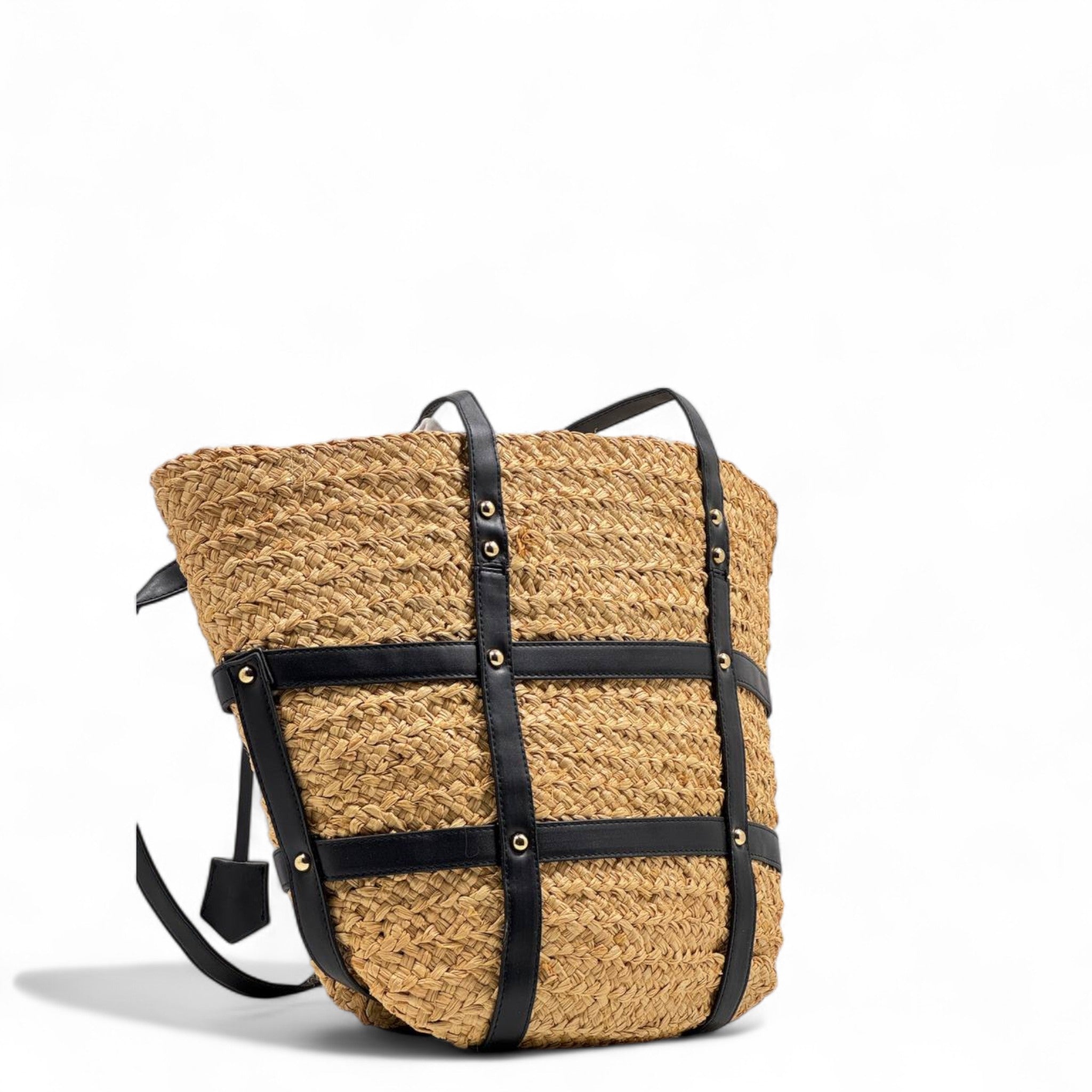 Saint Laurent Panier Raffia Tote with Black Leather Straps 🌾🖤 | YSL Summer Statement Bag ✨