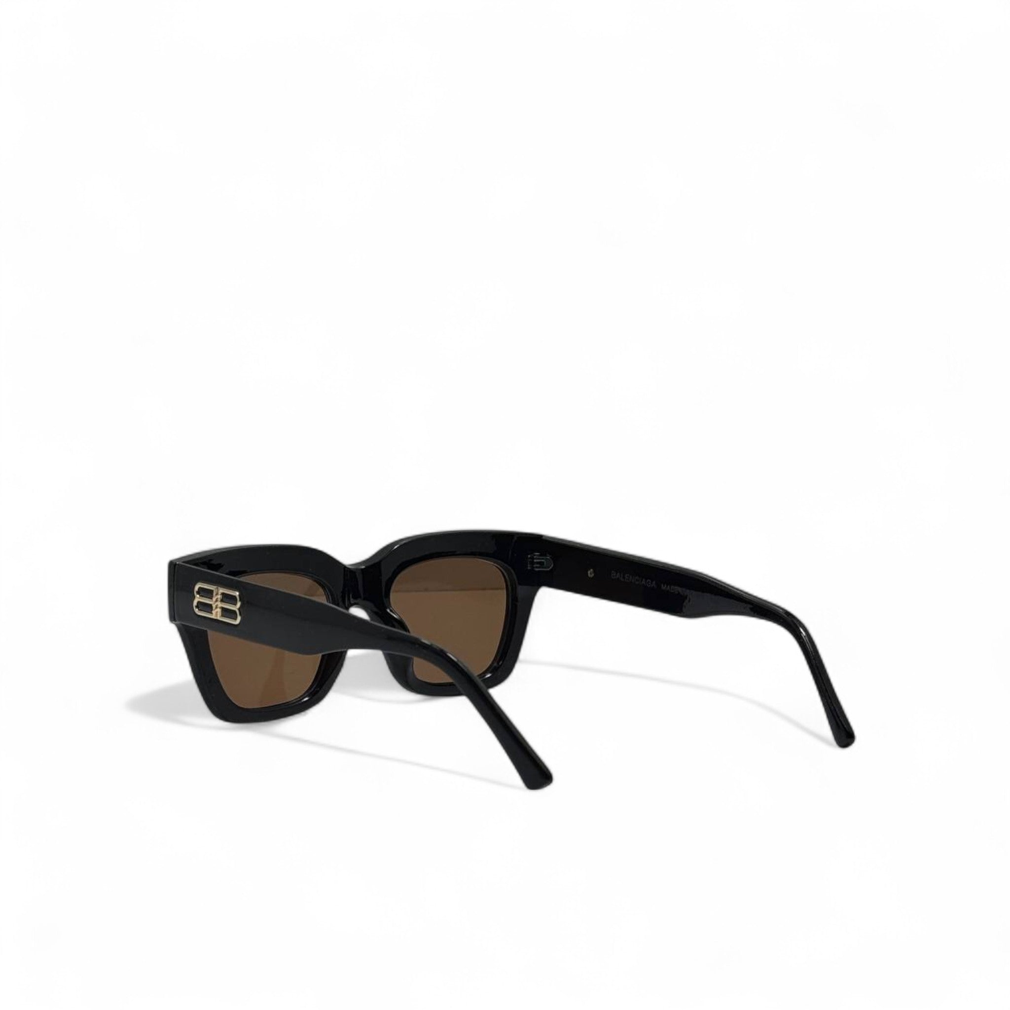 Balenciaga BB Black Square Sunglasses 🖤 | Brown Lenses & Gold Logo Accent