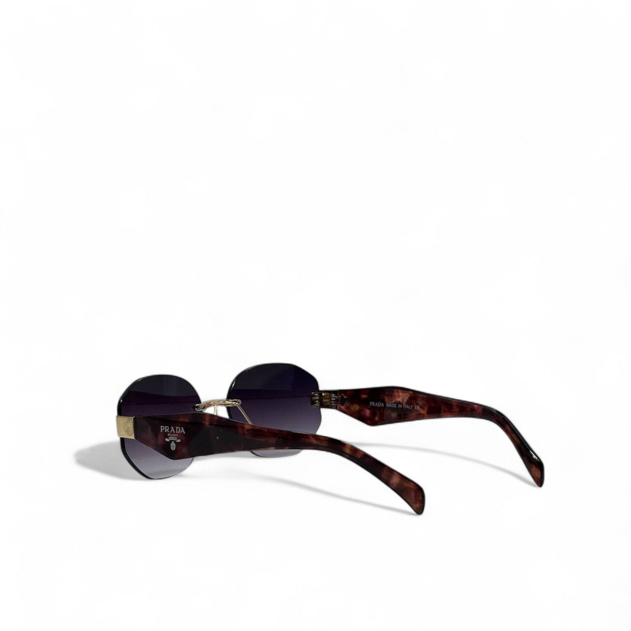 Prada Rimless Gradient Sunglasses 💜 | Marbled Arms & Gold Accent