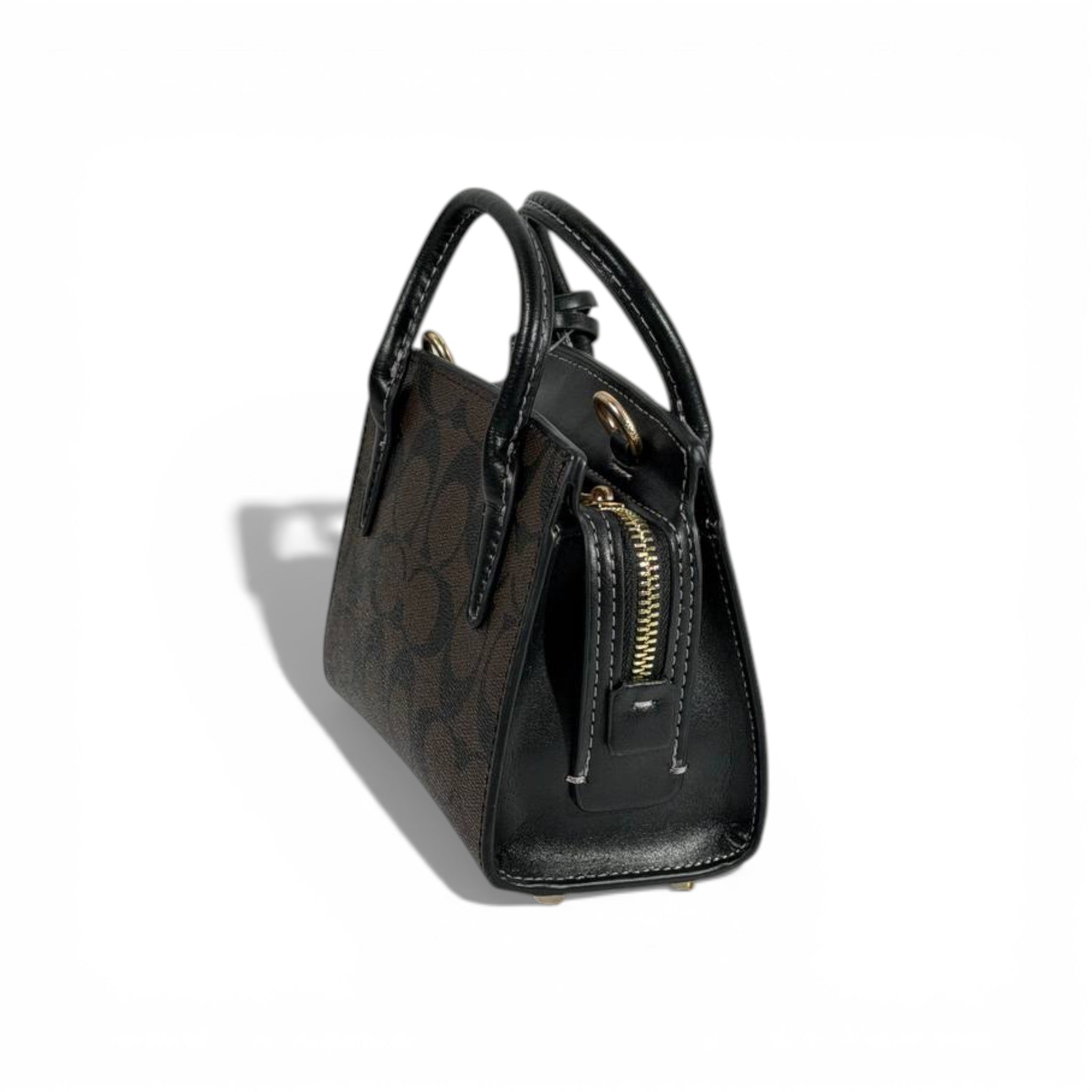 👜 Coach Signature Canvas Mini Top-Handle Bag – Brown & Black 🤎🖤