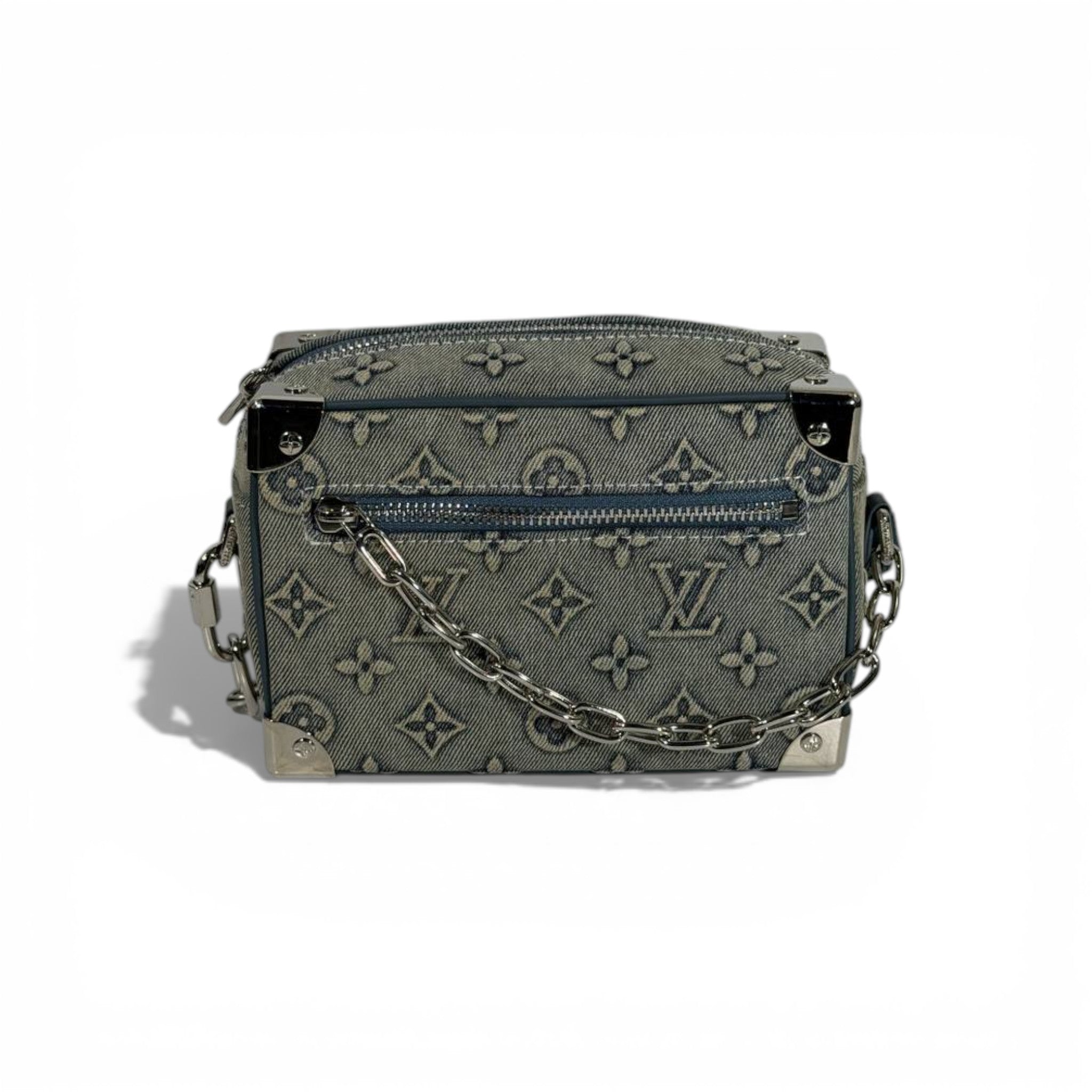 👜 Louis Vuitton Monogram Canvas Mini Trunk Crossbody – Grey 🖤✨