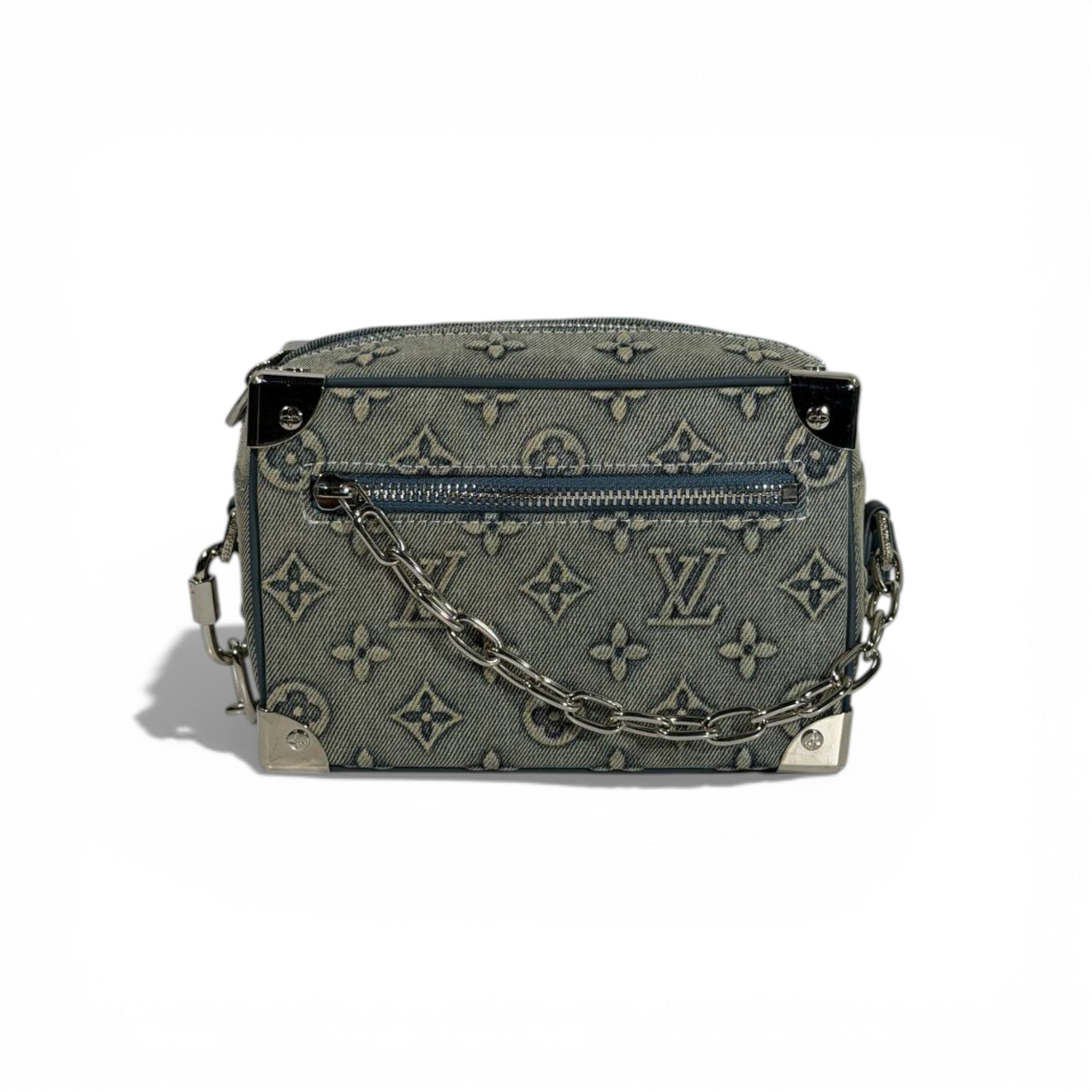 👜 Louis Vuitton Monogram Canvas Mini Trunk Crossbody – Grey 🖤✨