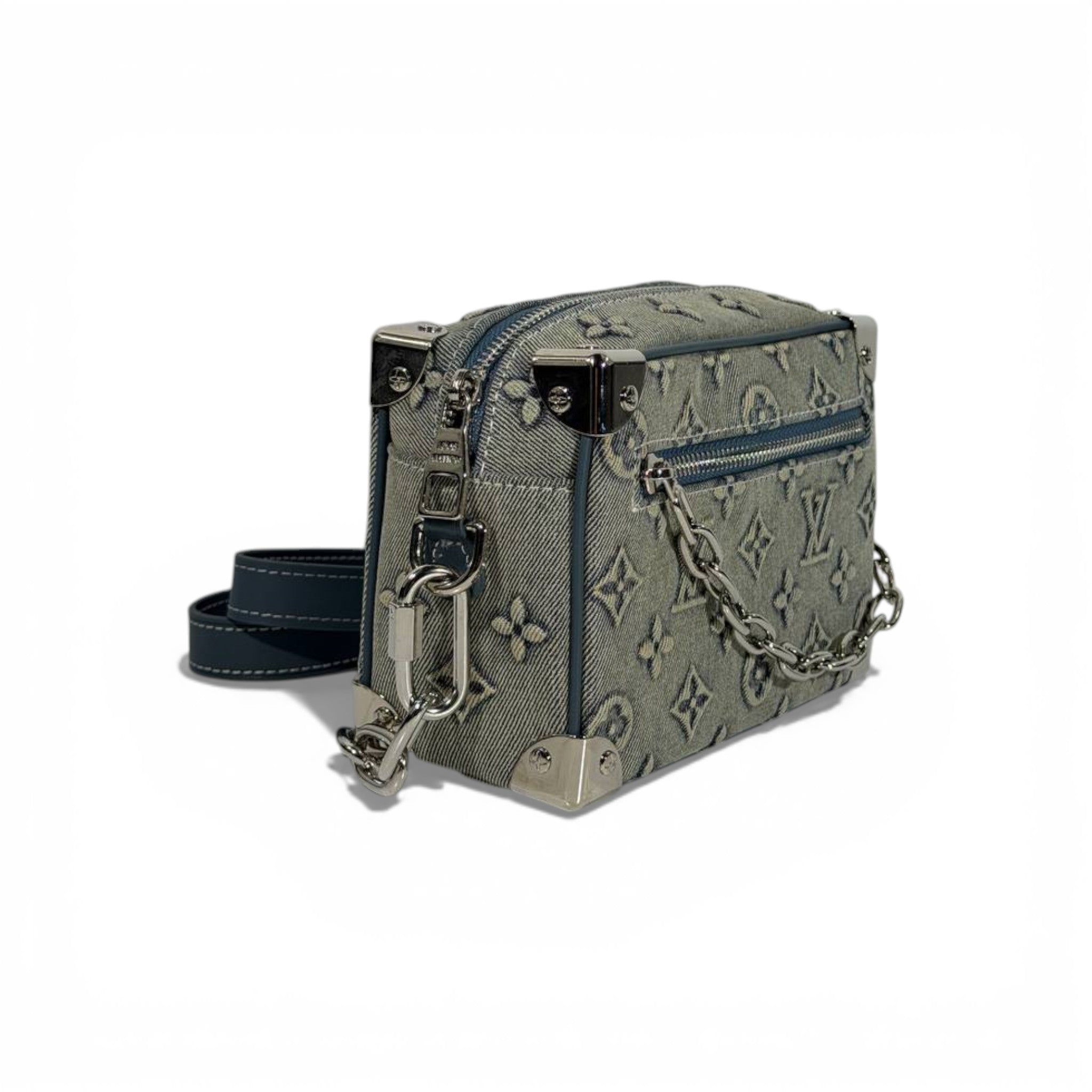 👜 Louis Vuitton Monogram Canvas Mini Trunk Crossbody – Grey 🖤✨