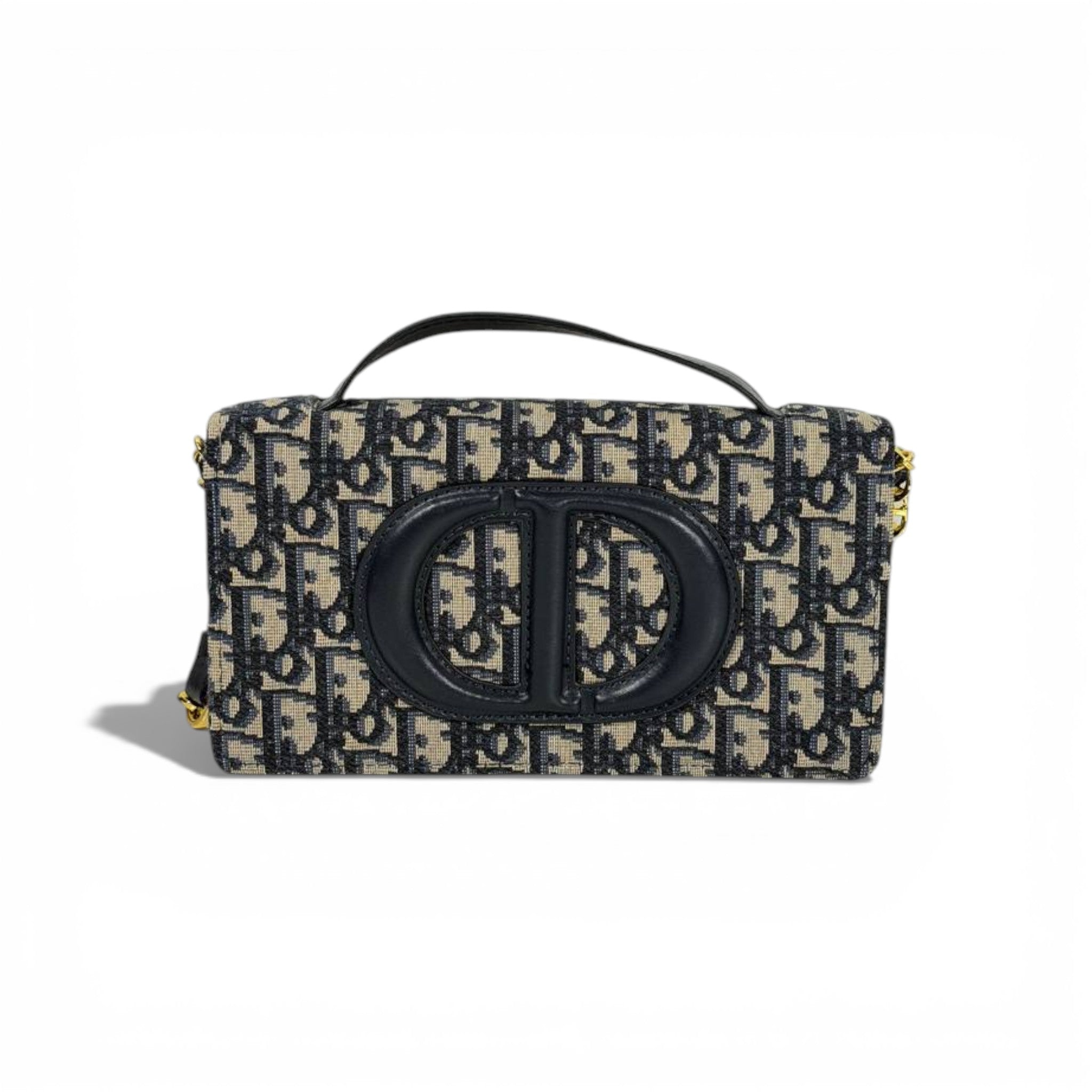 👜 Dior Oblique Style Mini Top-Handle Chain Bag – Black & Beige 🤍🖤