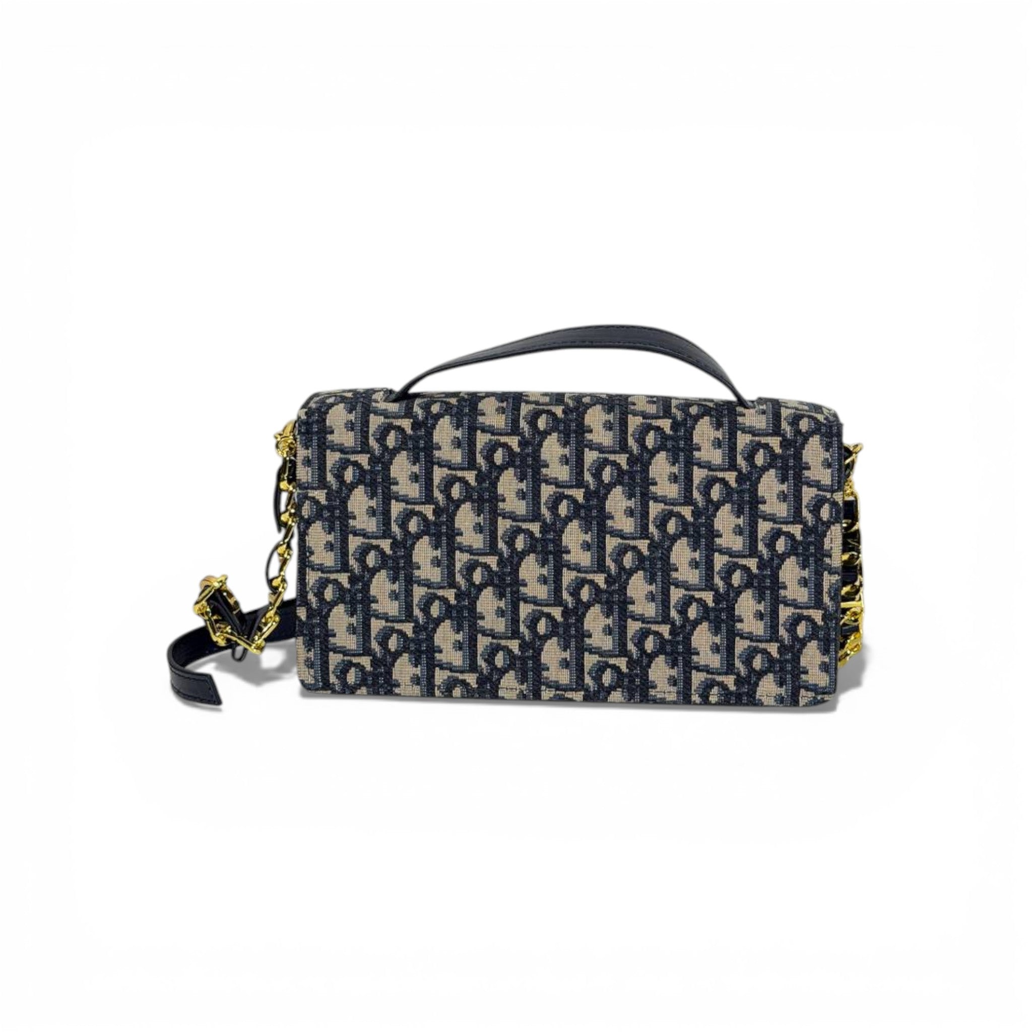 👜 Dior Oblique Style Mini Top-Handle Chain Bag – Black & Beige 🤍🖤