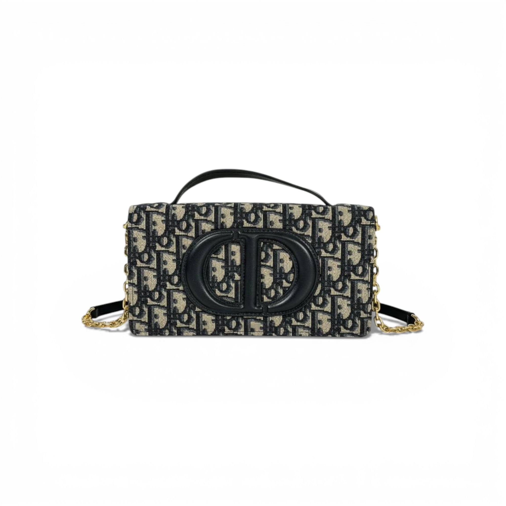 👜 Dior Oblique Style Mini Top-Handle Chain Bag – Black & Beige 🤍🖤