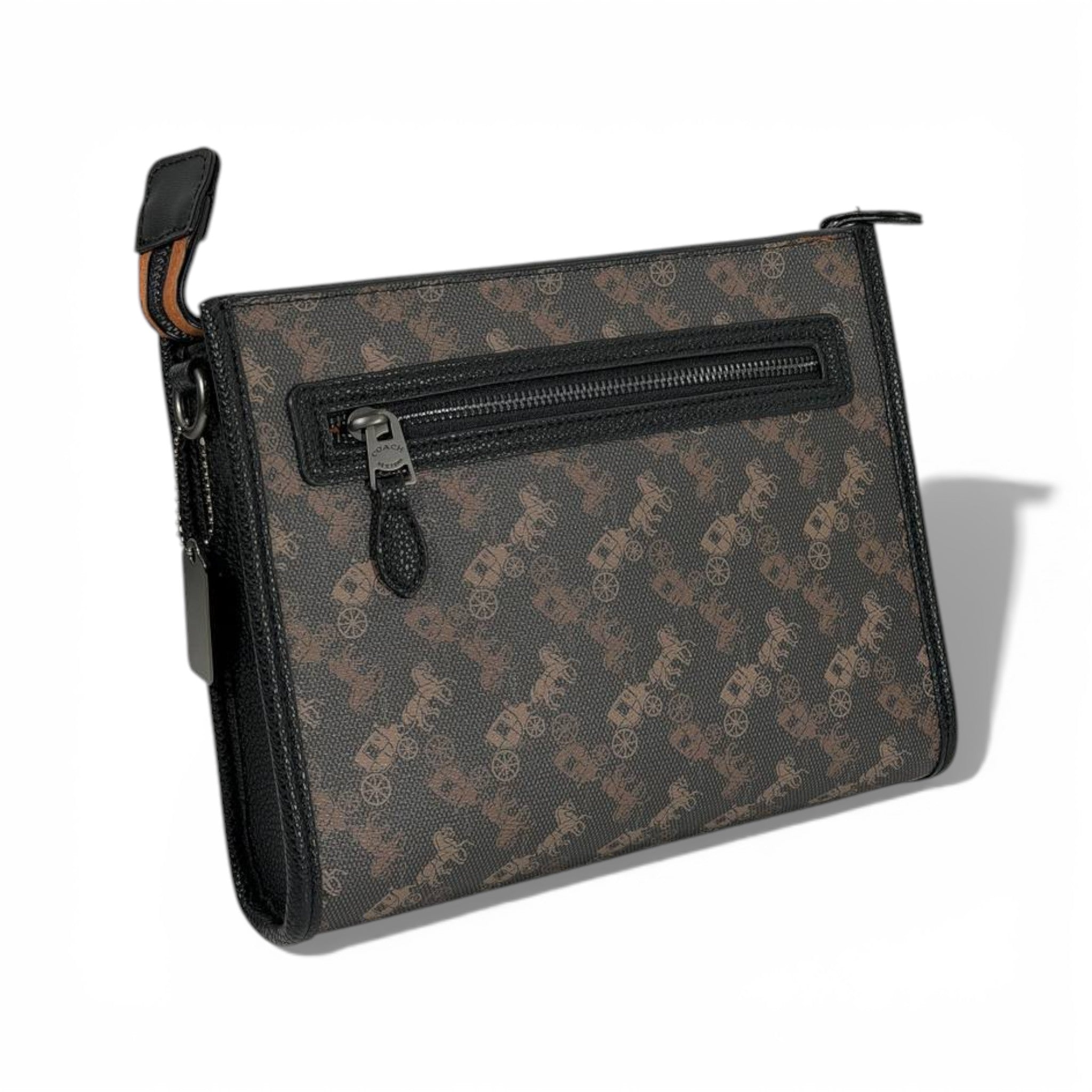 🖤 Coach Signature Style Zip Pouch – Black & Brown 🤎