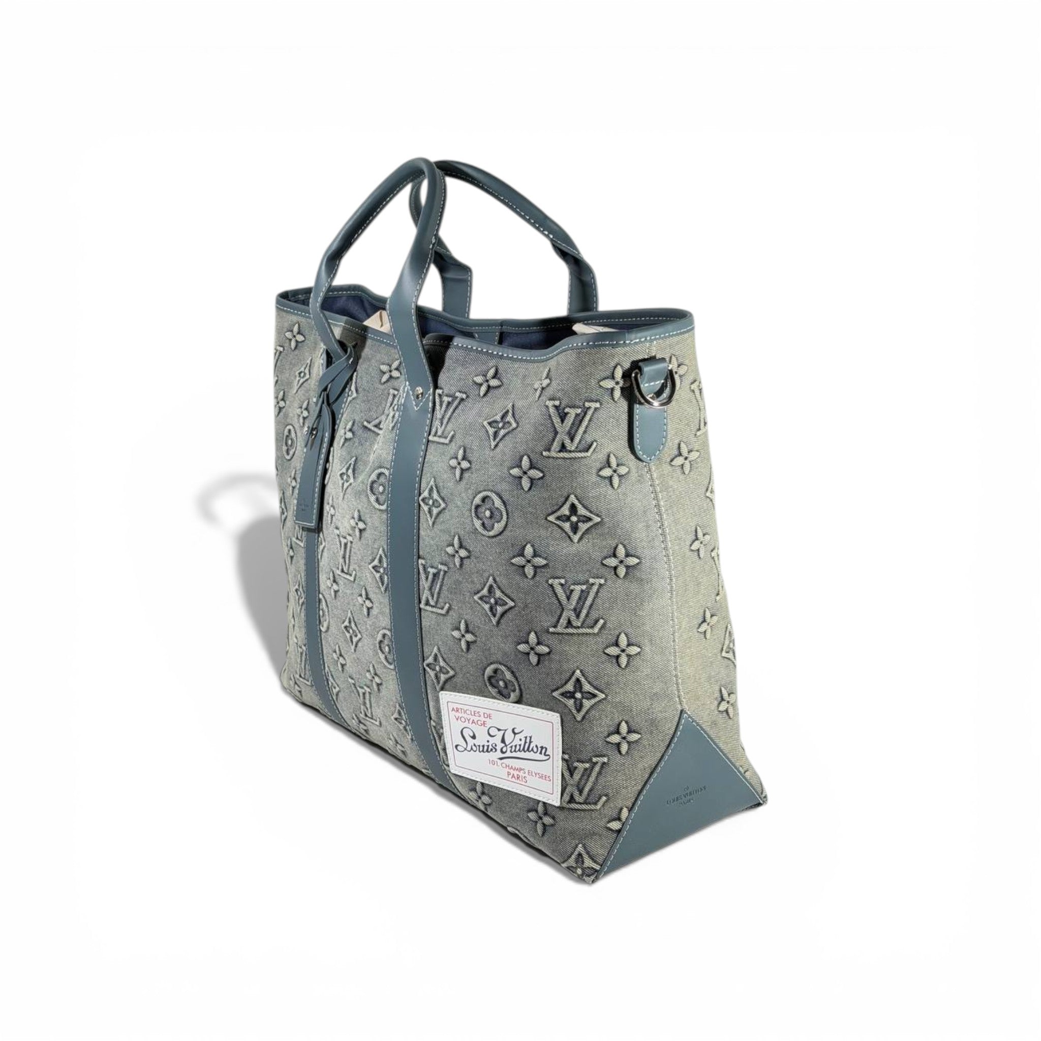 👜 Louis Vuitton Monogram Denim Tote Bag – Grey Canvas Edition