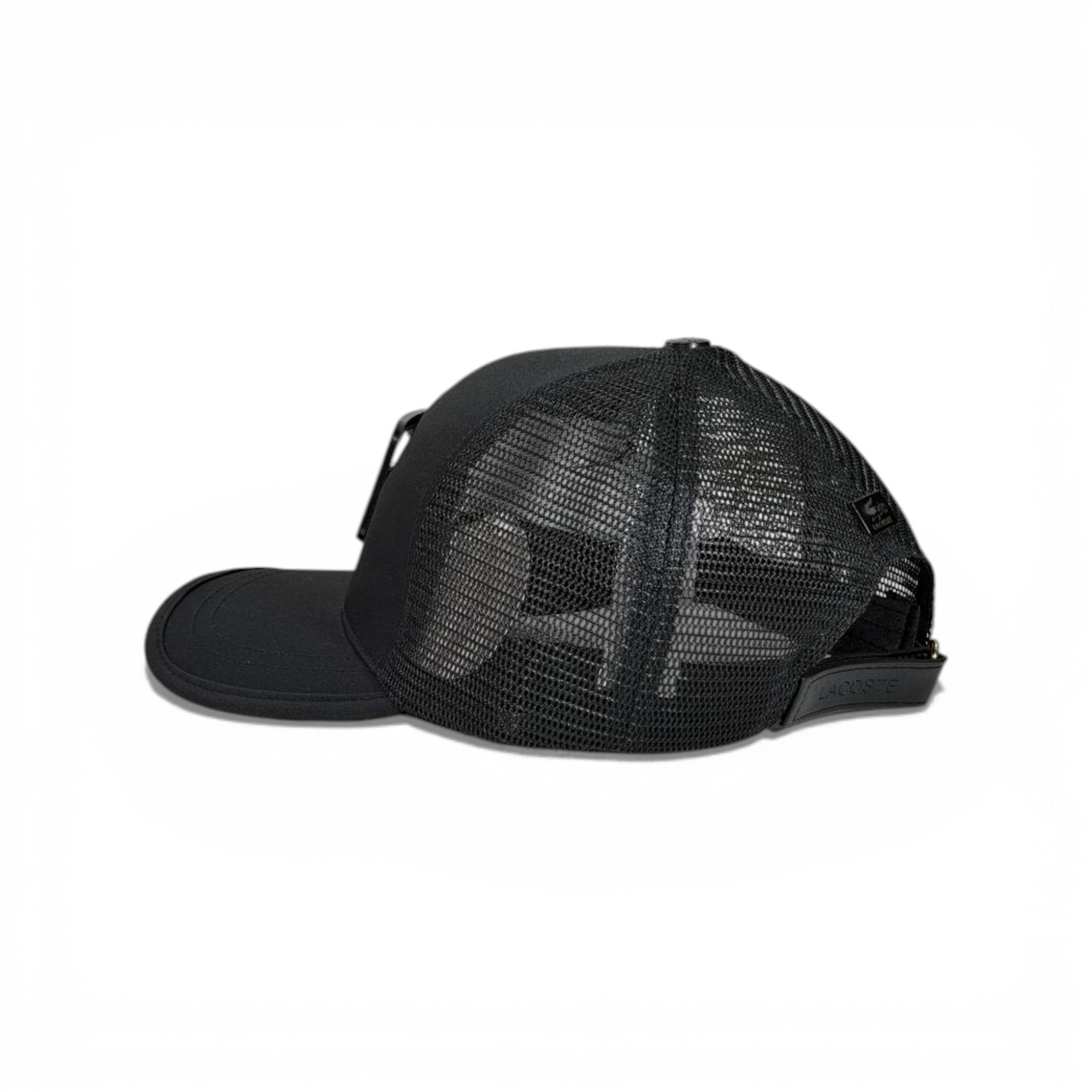🧢 Lacoste Black Trucker Cap – Tonal Crocodile Edition 🖤🐊✨