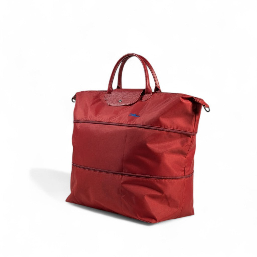 Longchamp Le Pliage Travel Bag 👜✨ | Foldable Nylon Weekender – Red