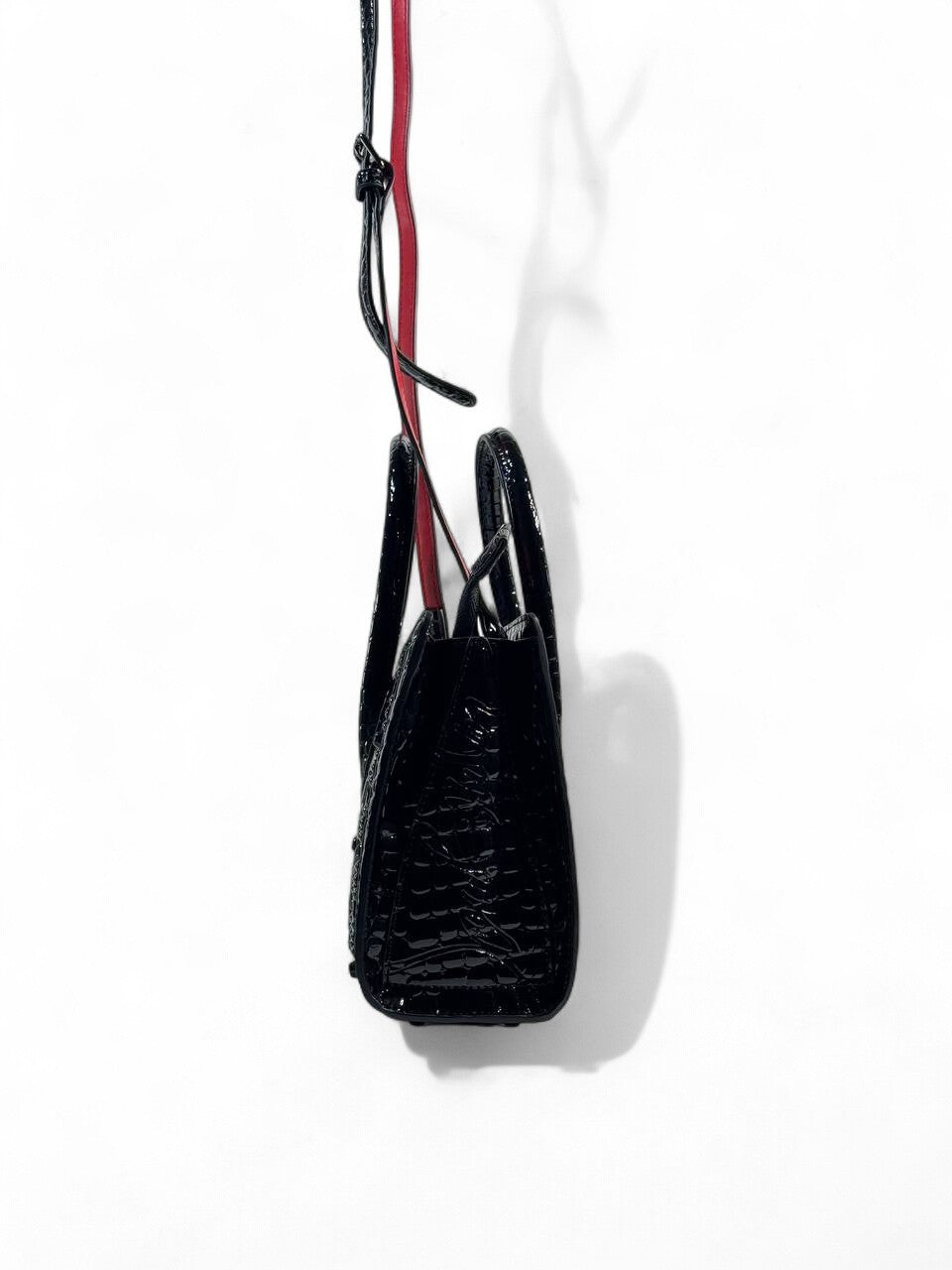 Christian Louboutin Black Croc-Embossed Mini Bag 🖤❤️✨ | Luxury Designer Crossbody & Tote