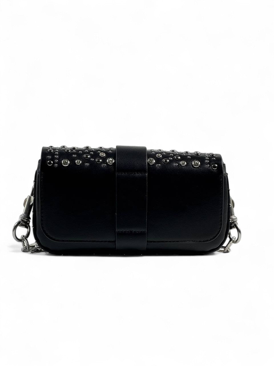 Zadig & Voltaire Black Studded Leather Bag 🖤🔥 | Silver Chain Strap – With Box 📦