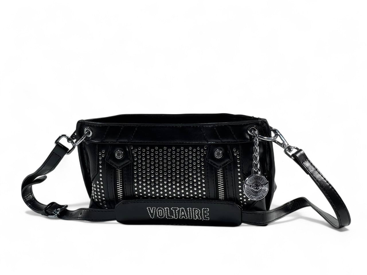 Zadig & Voltaire Black Studded Shoulder Bag 🖤✨ | Rock-Chic Crossbody with Logo Strap