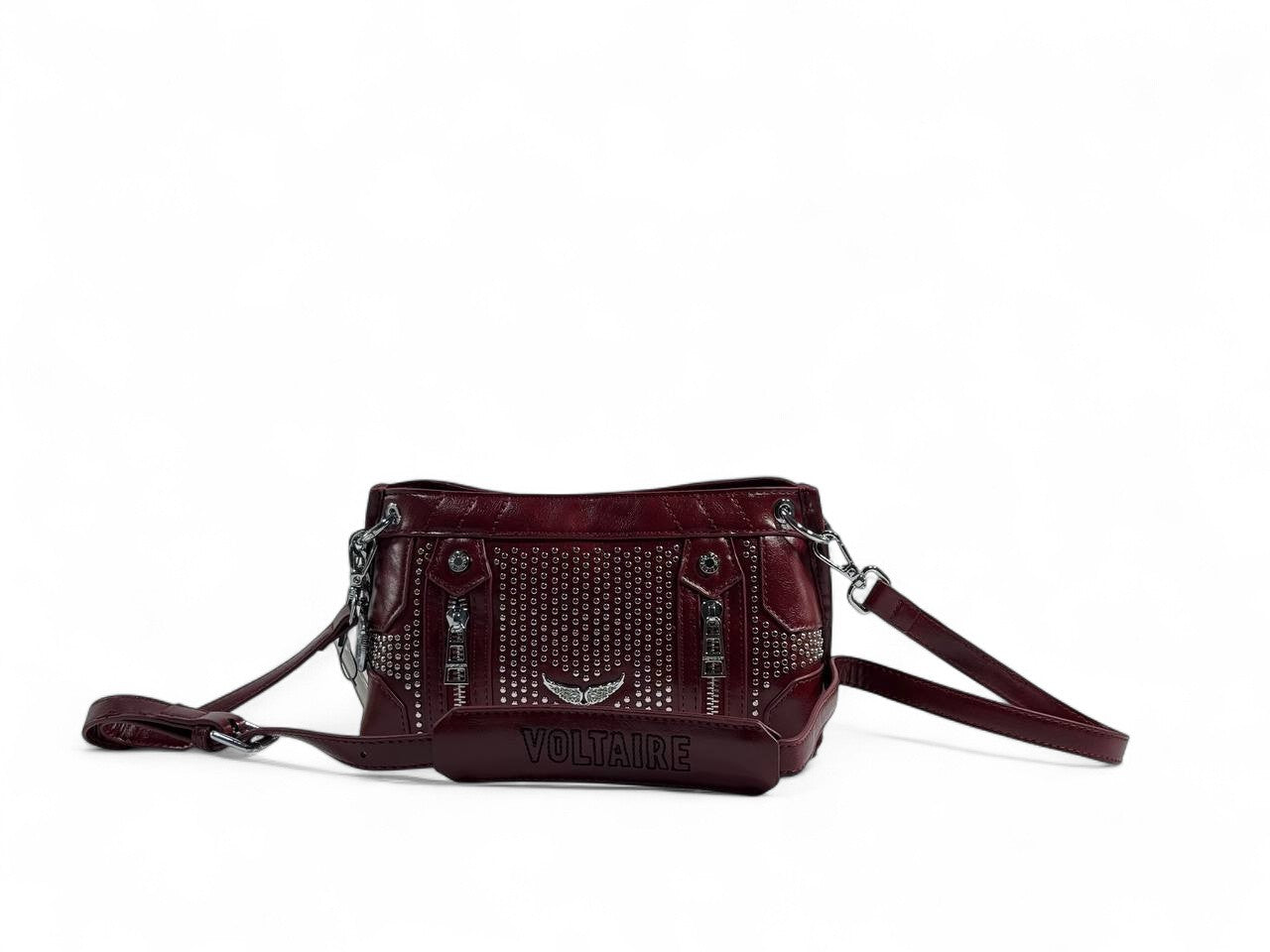 Zadig & Voltaire Burgundy Studded Crossbody Bag ❤️🔥 | Rock-Chic Shoulder Bag